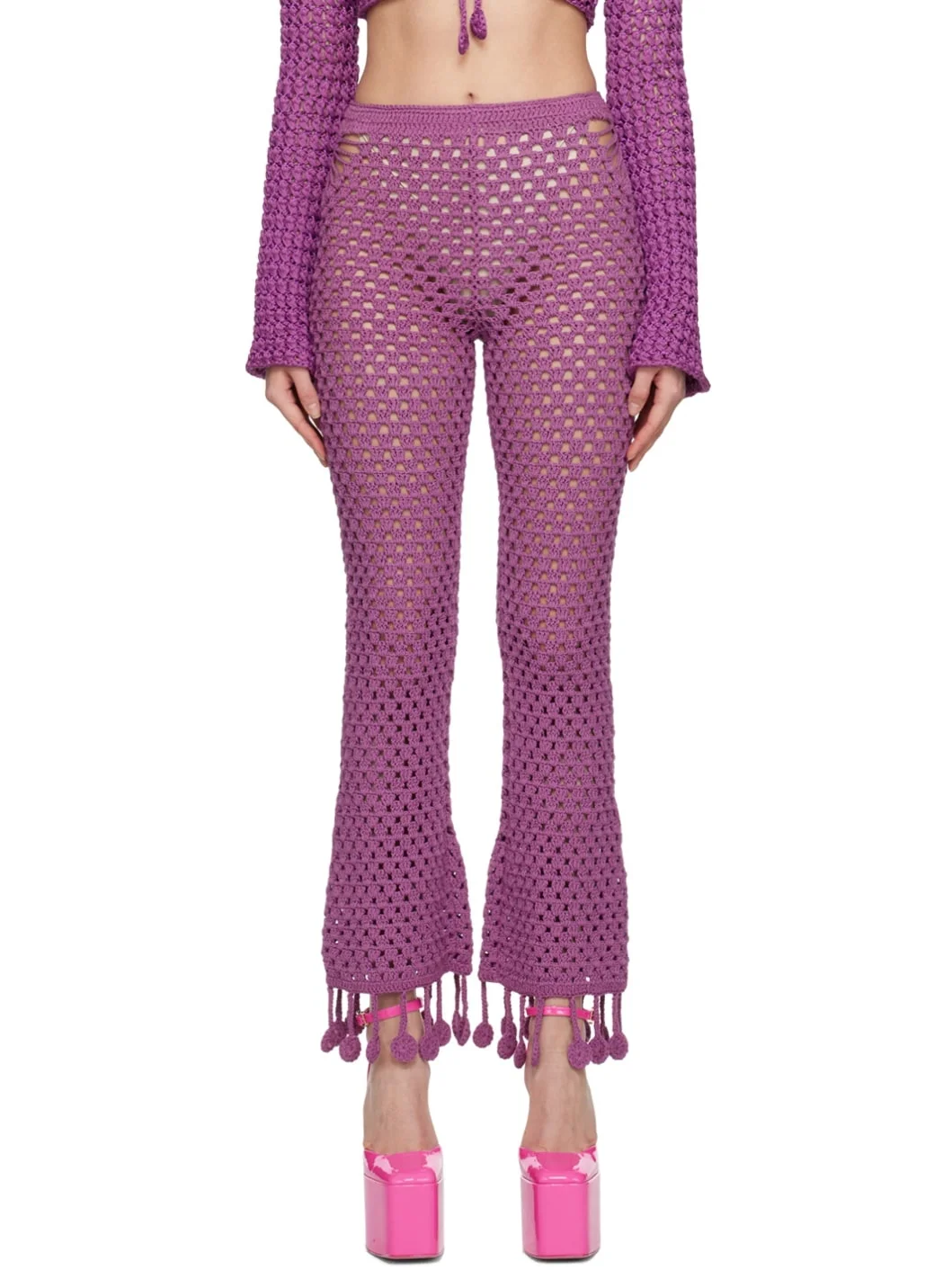 Purple Crocheted Lounge Pants - 1