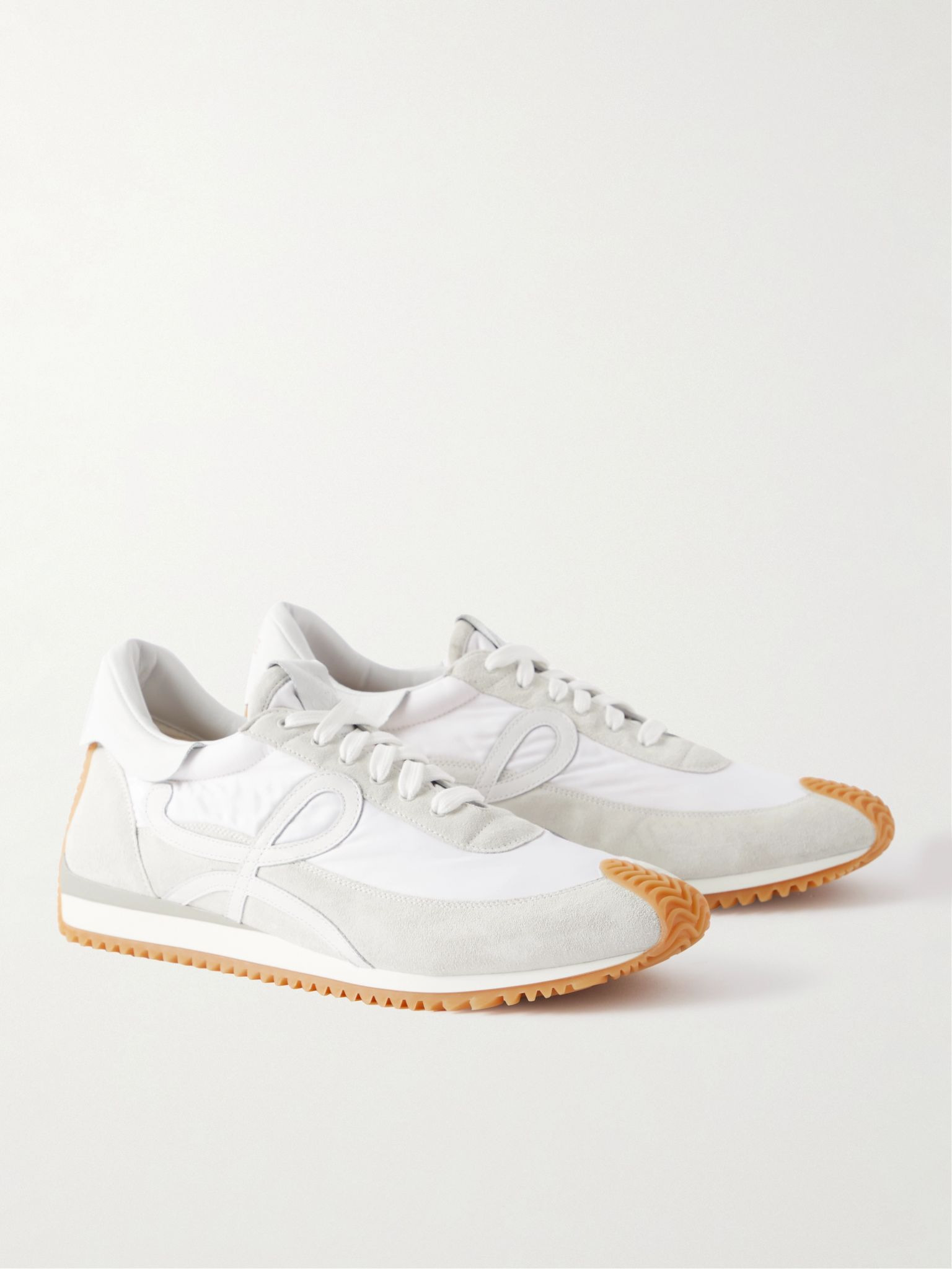 Flow Runner Leather-Trimmed Suede and Nylon Sneakers White - 4