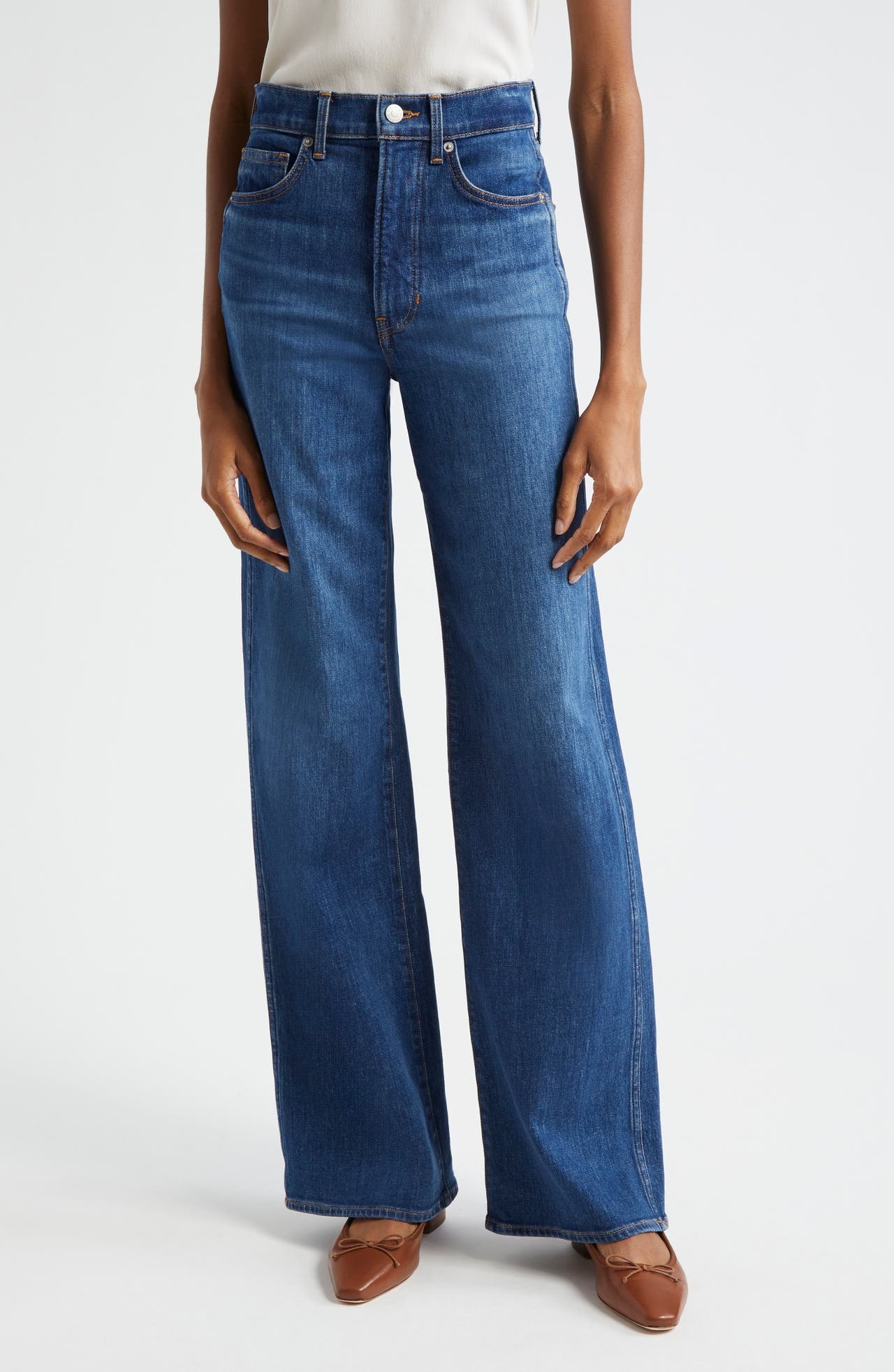 Veronica Beard Taylor High Waist Wide Leg Jeans in Bright Blue at Nordstrom - 1