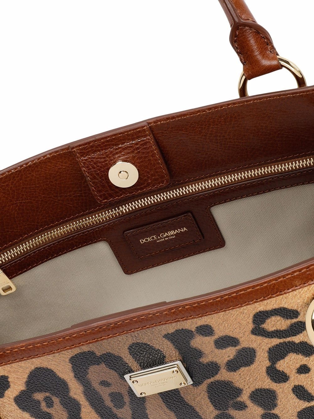 leopard-print leather tote bag - 5