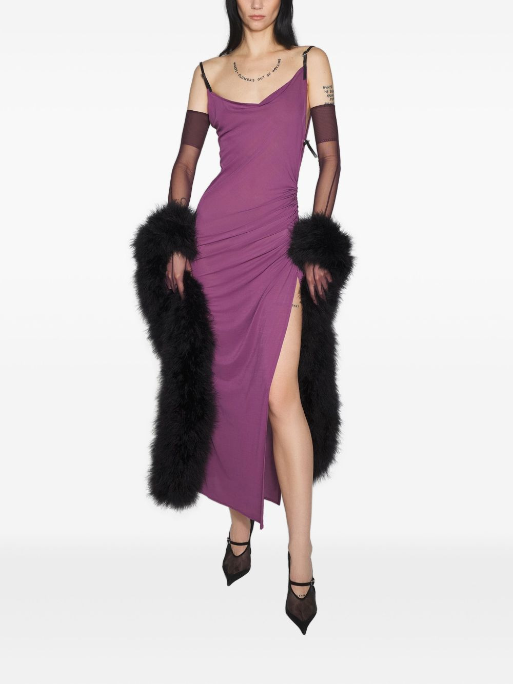 side-split midi dress - 2