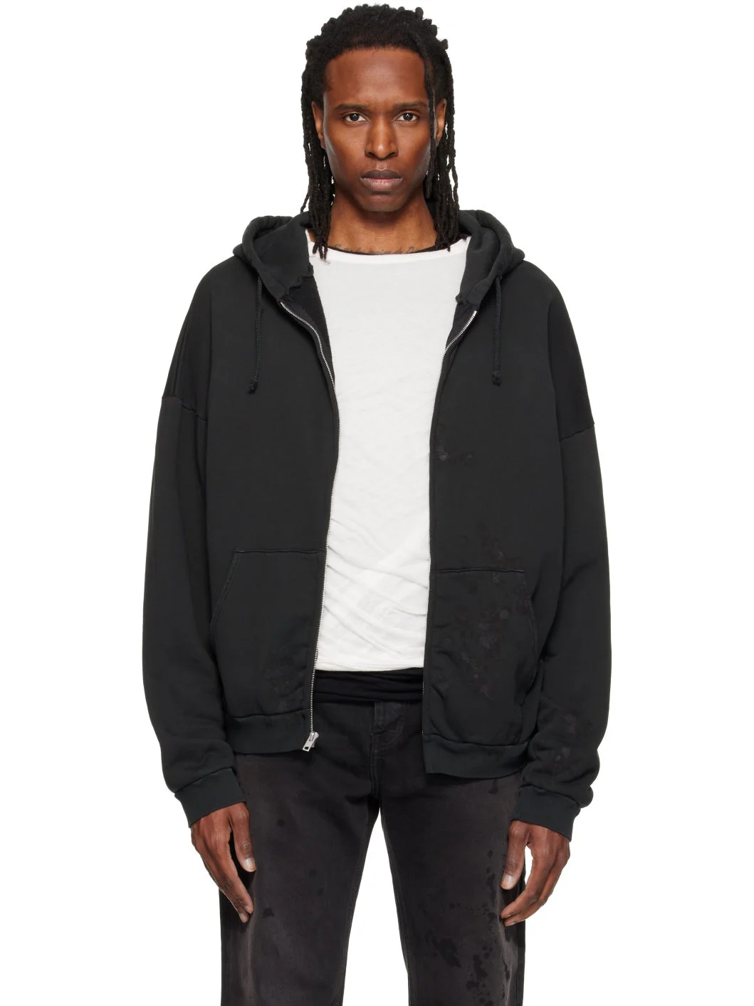Black Zip Up Painter Hoodie - 1