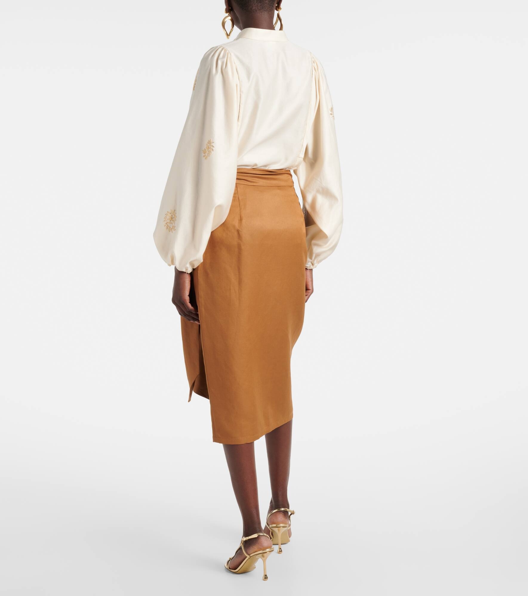 Linen and silk wrap skirt - 3