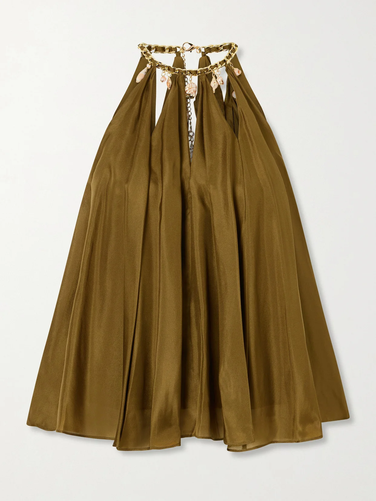 Mahon Embellished Gathered Silk-satin Blouse - 1