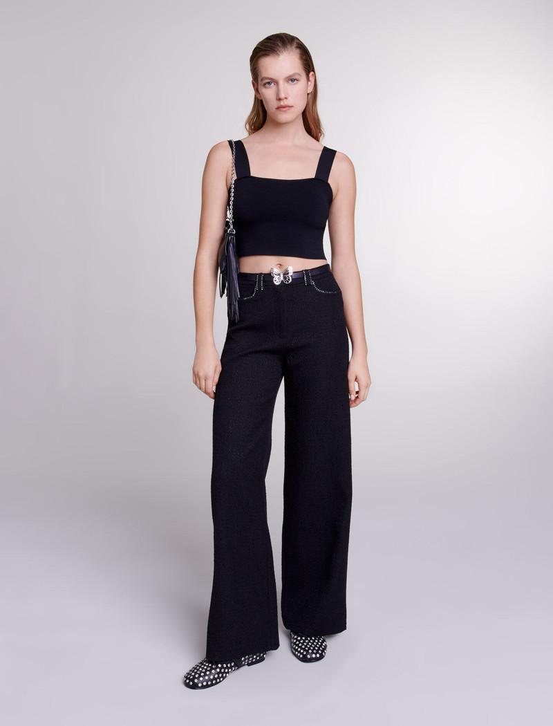 maje Wide-leg tweed trousers outlook