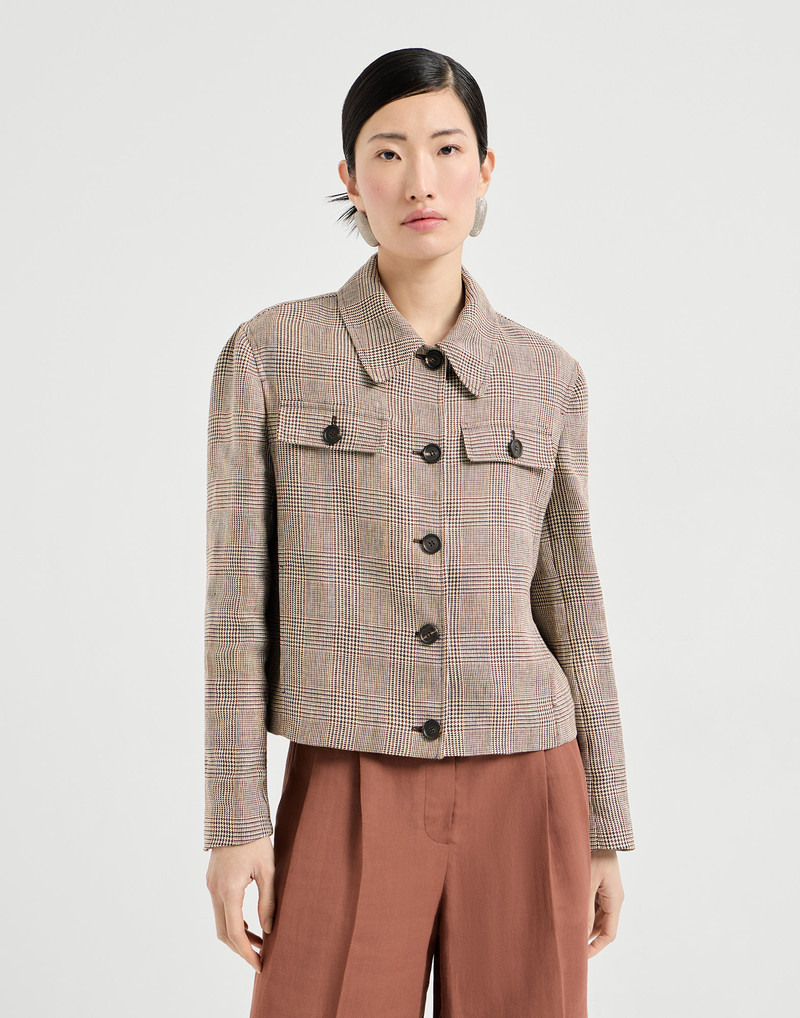 Linen Prince of Wales jacket with monili 2