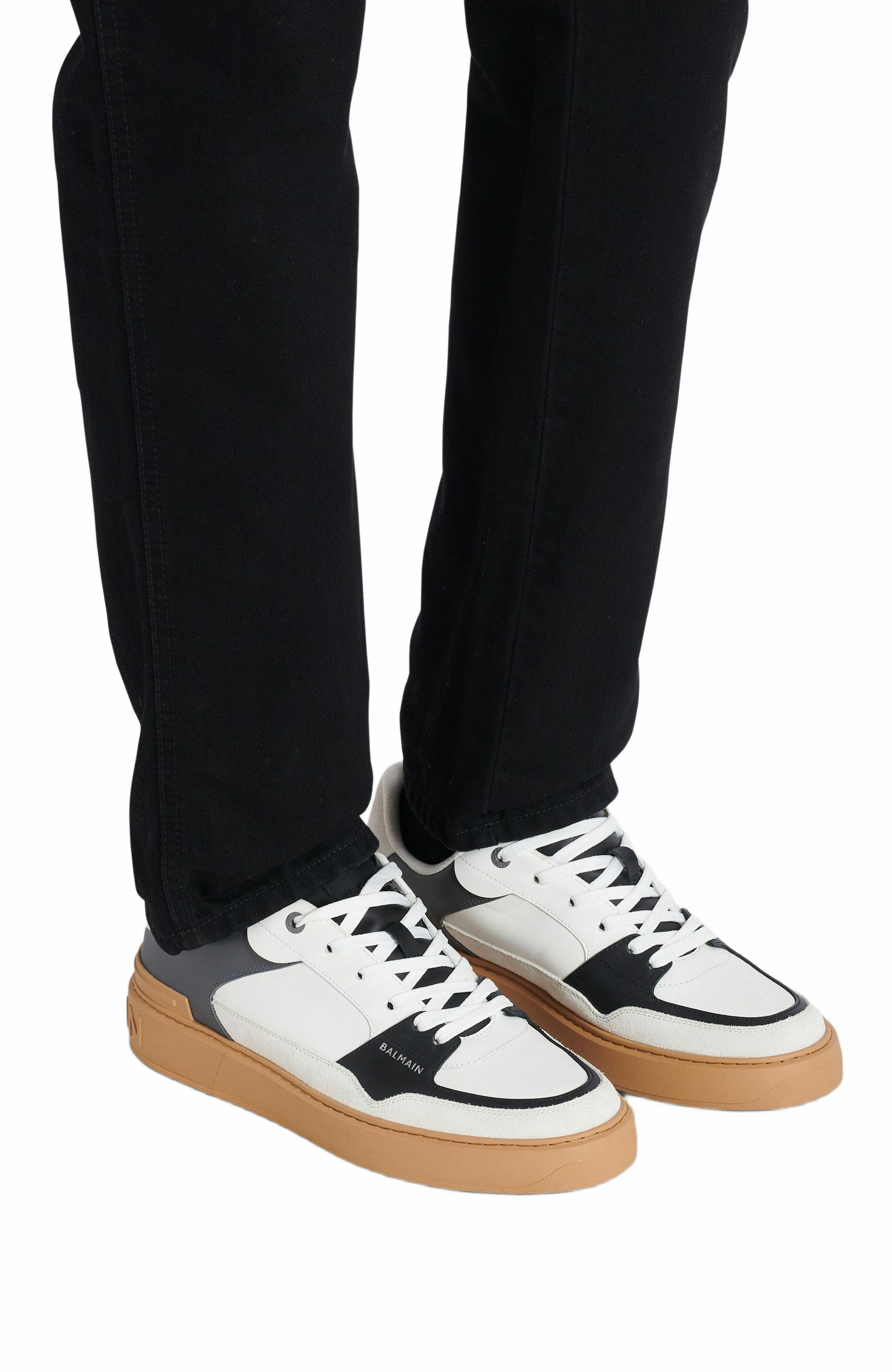 Balmain B-Court Flip leather trainers in Grey at Nordstrom - 2