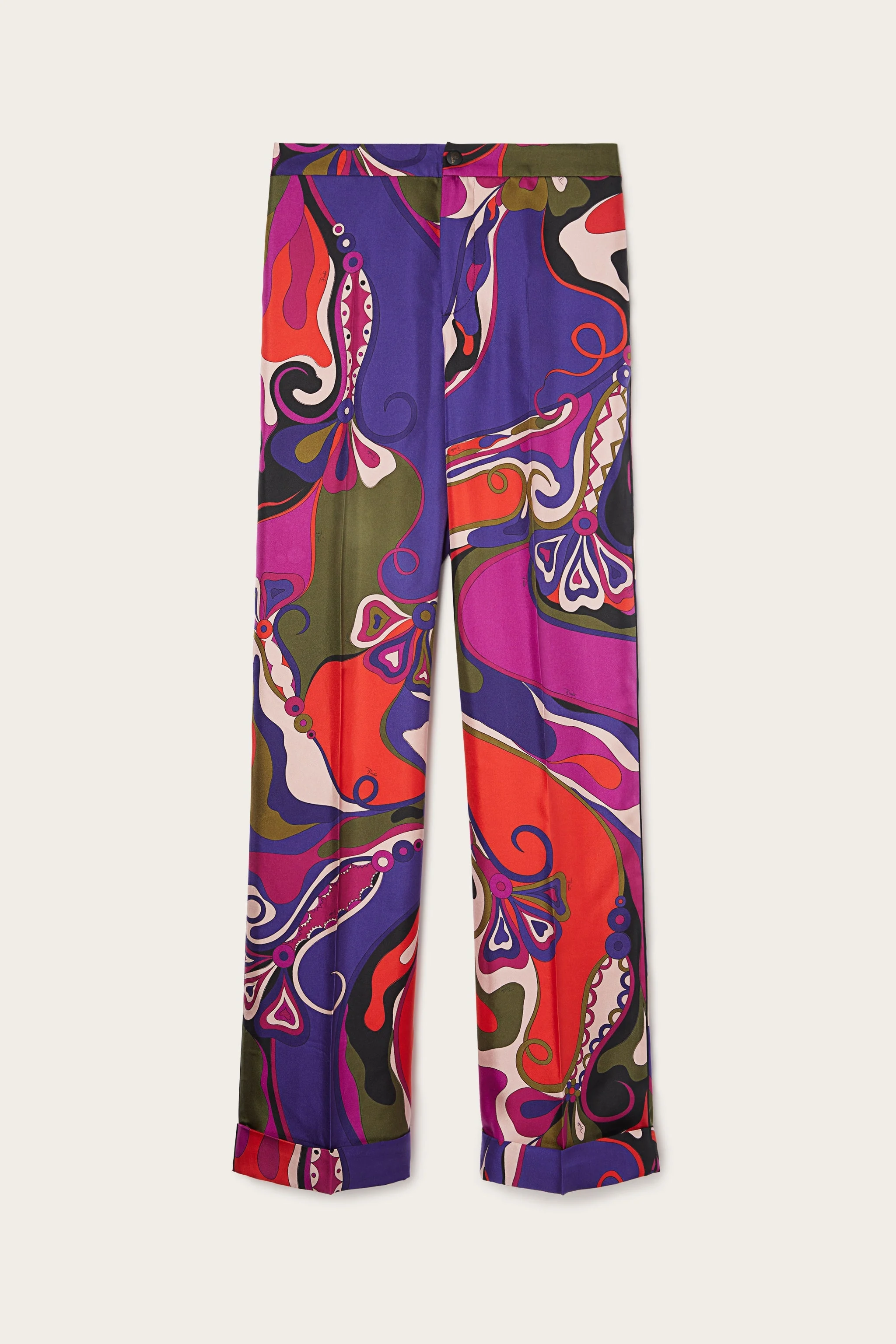ORCHIDEE PRINT SILK PAJAMA TROUSERS - 1