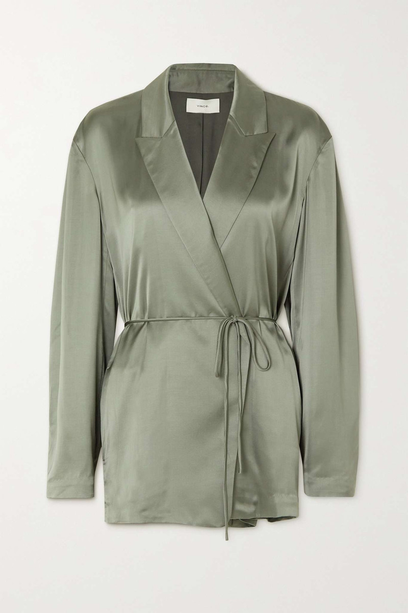 Belted satin-twill blazer 1