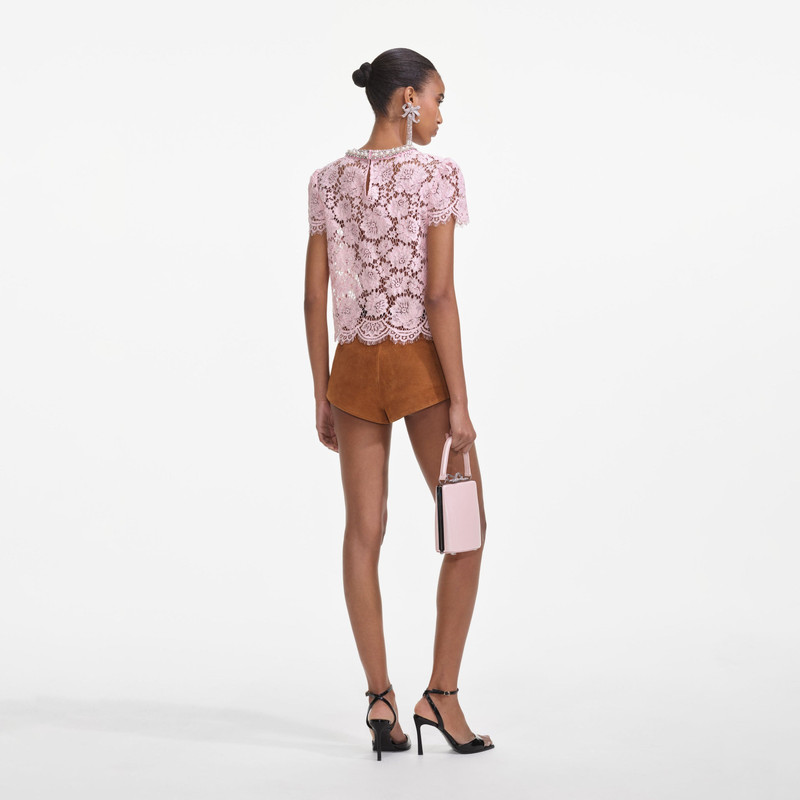 self-portrait Pink Lace Top outlook