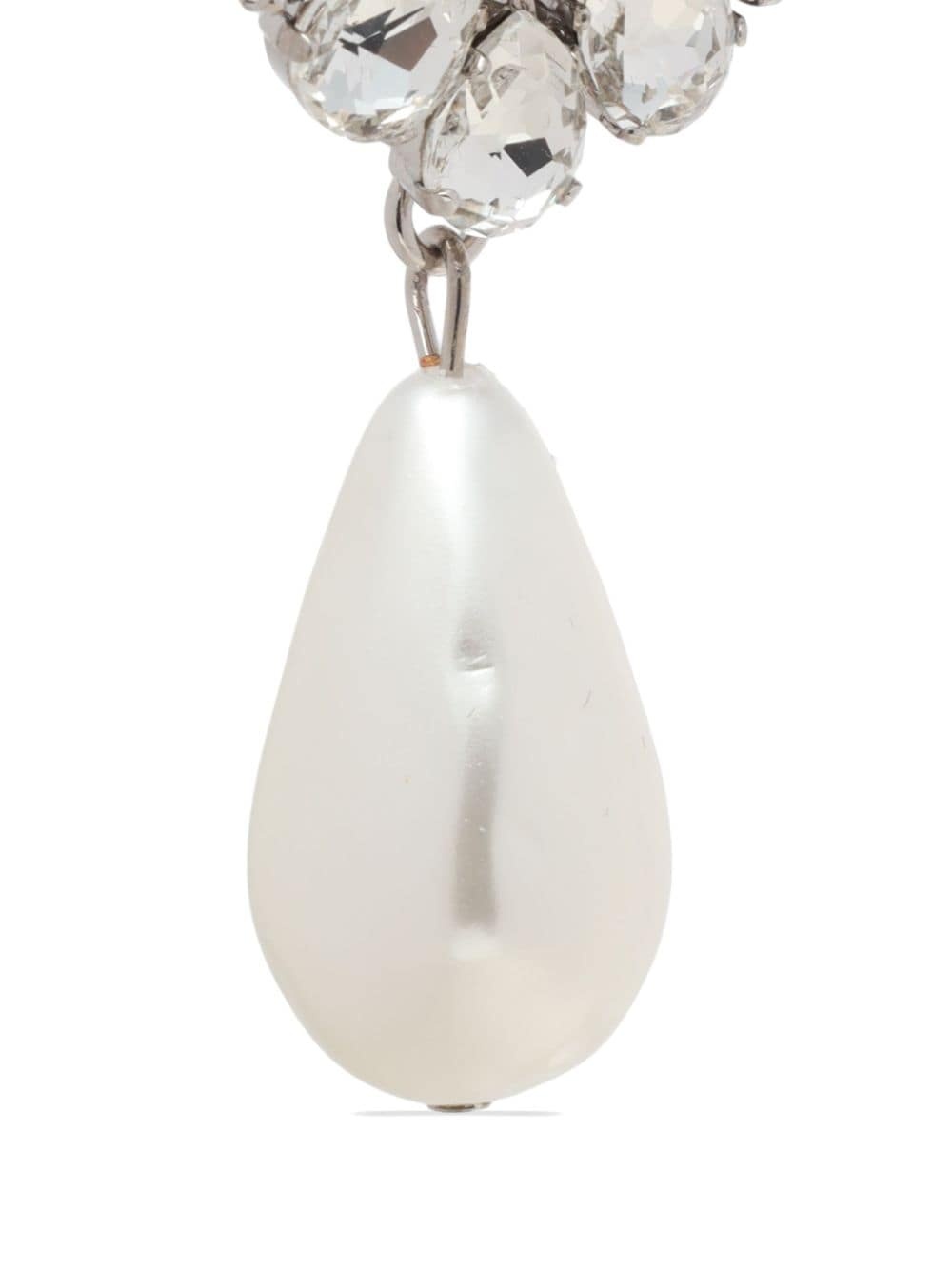 crystal-embellished pearl earrings - 4