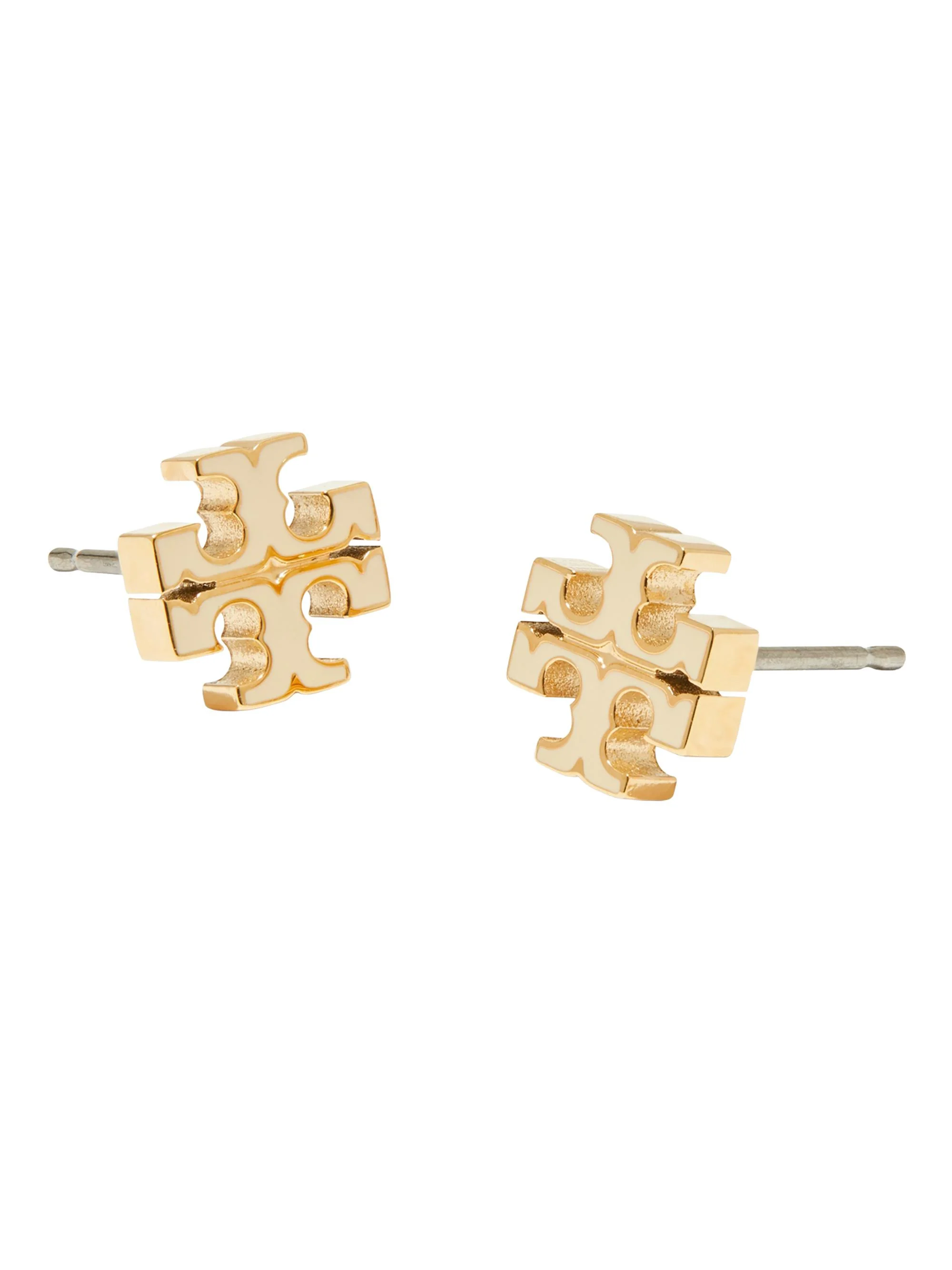 Women's Small Icon Goldtone & Enamel Stud Earrings - New Ivory - 1