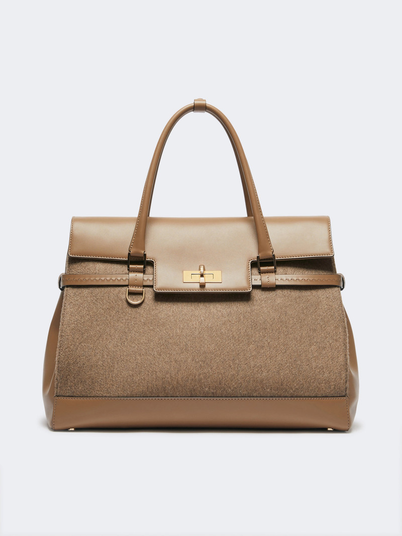 MARGAUXL25WS Large cashmere and leather handbag - BROWN 1