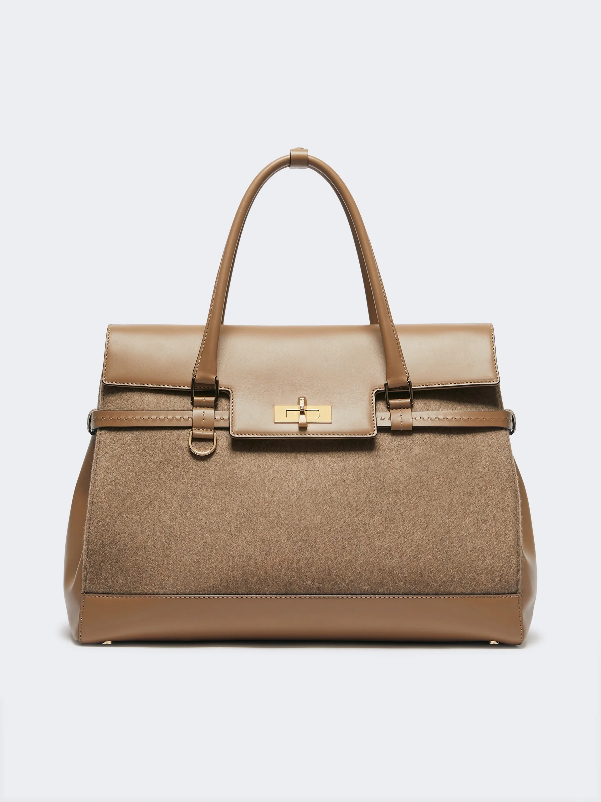 MARGAUXL25WS Large cashmere and leather handbag - BROWN - 1