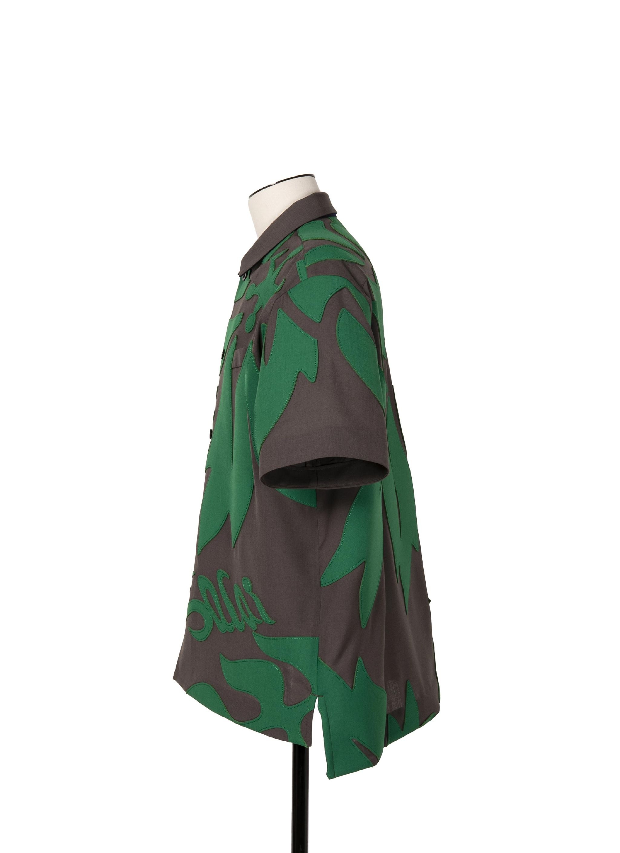 Floral Embroidered Patch Suiting Shirt - 3