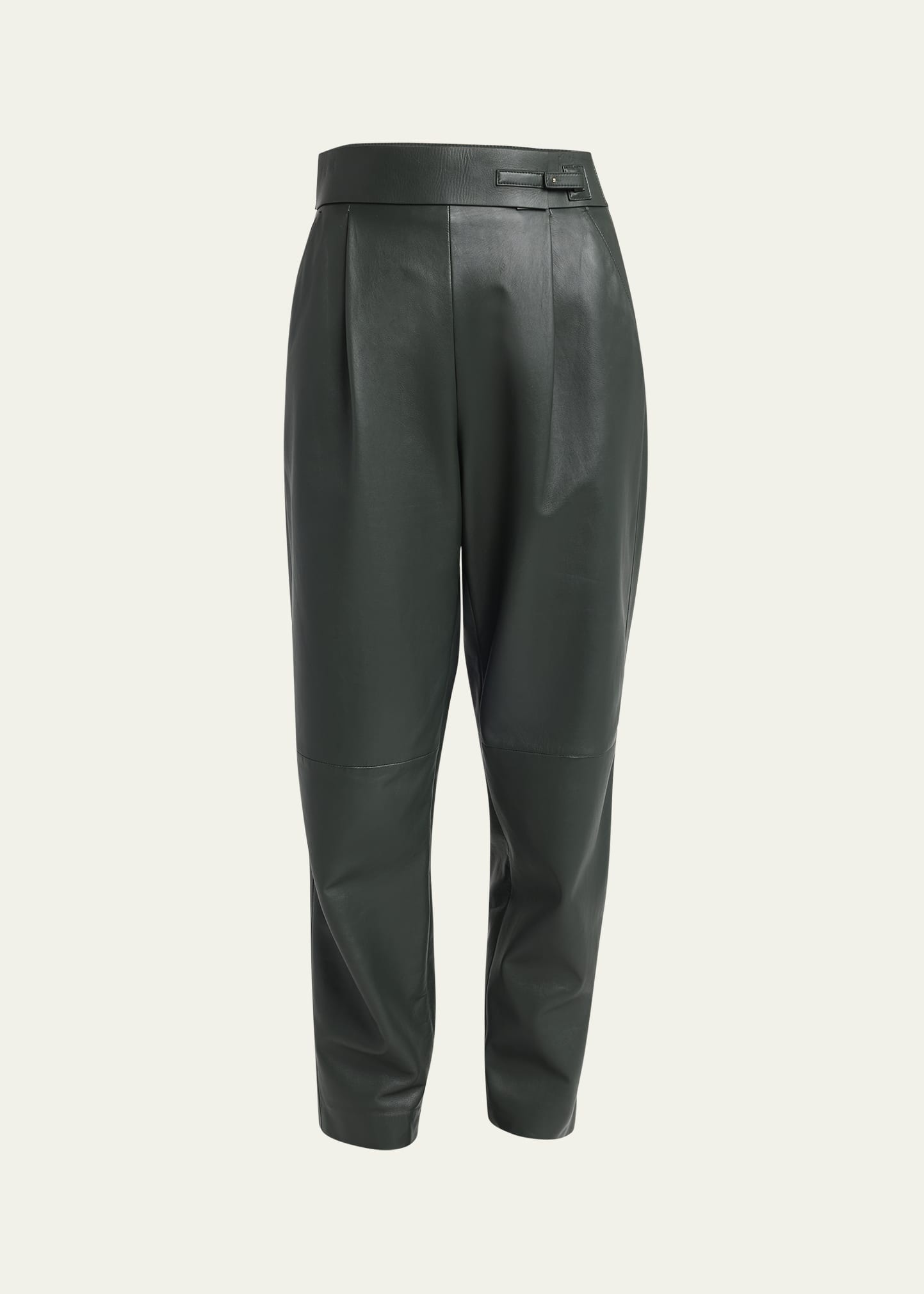 Pleated Leather Pants - 1