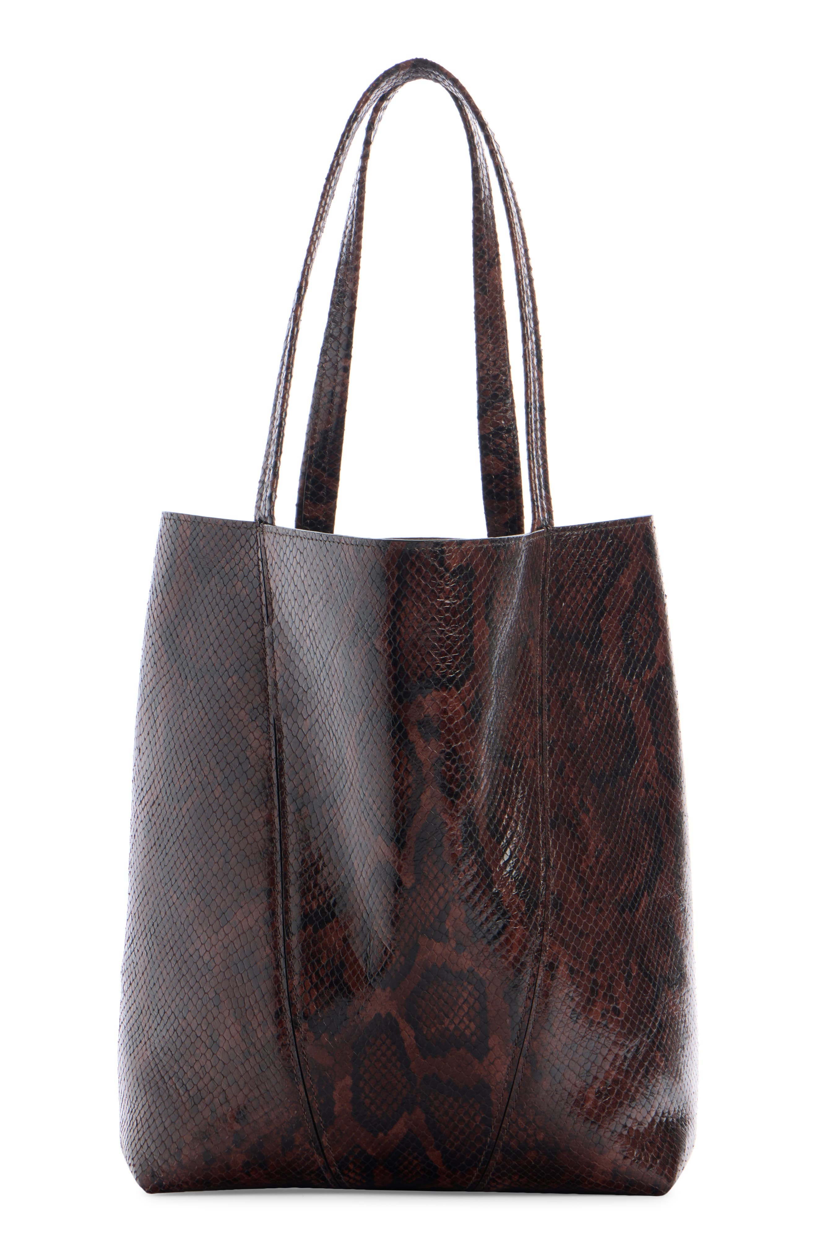 Chloé Large Spin Snakeskin Embossed Leather Tote in Sooty Brown at Nordstrom - 3