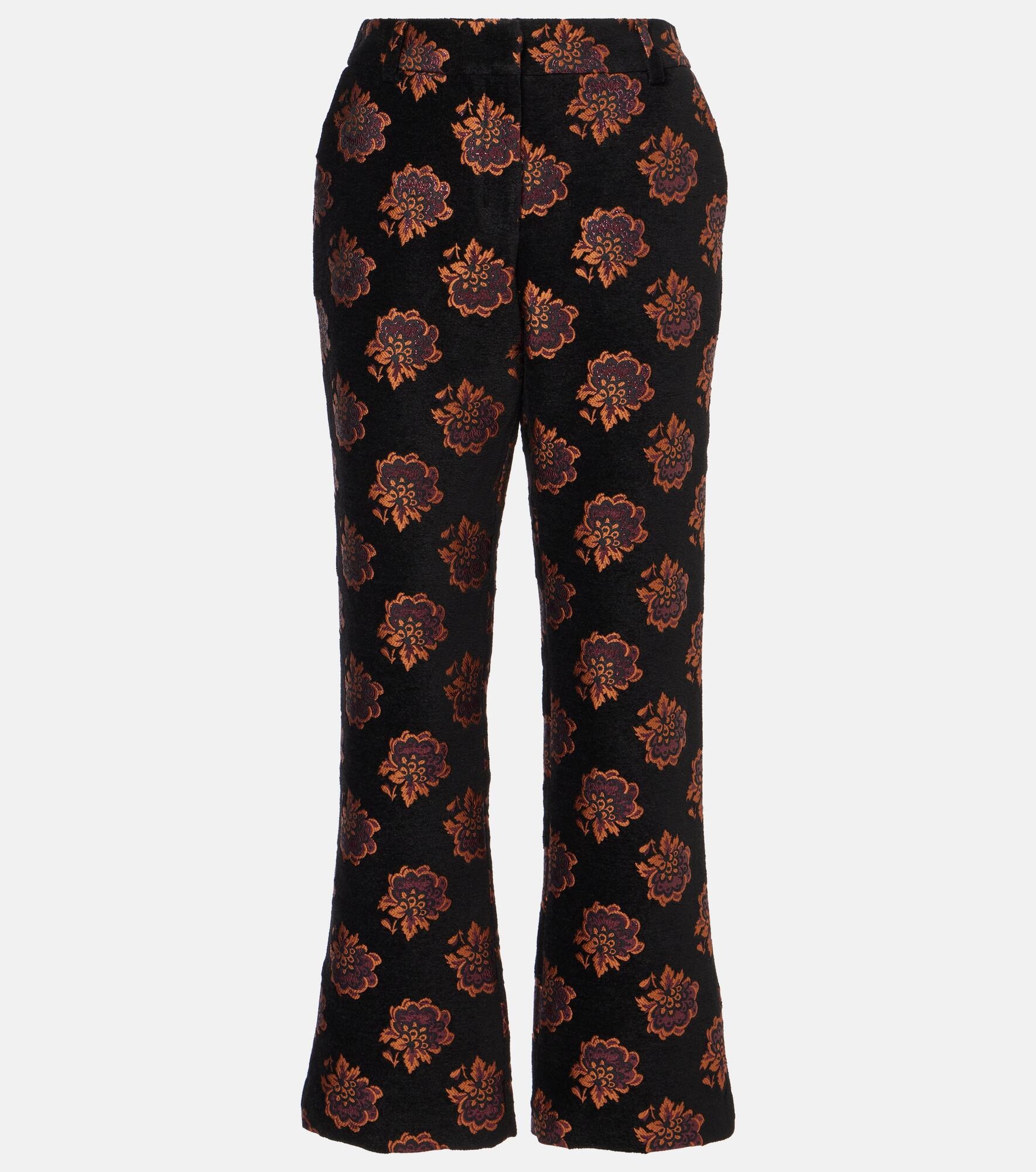 Floral jacquard straight pants - 1