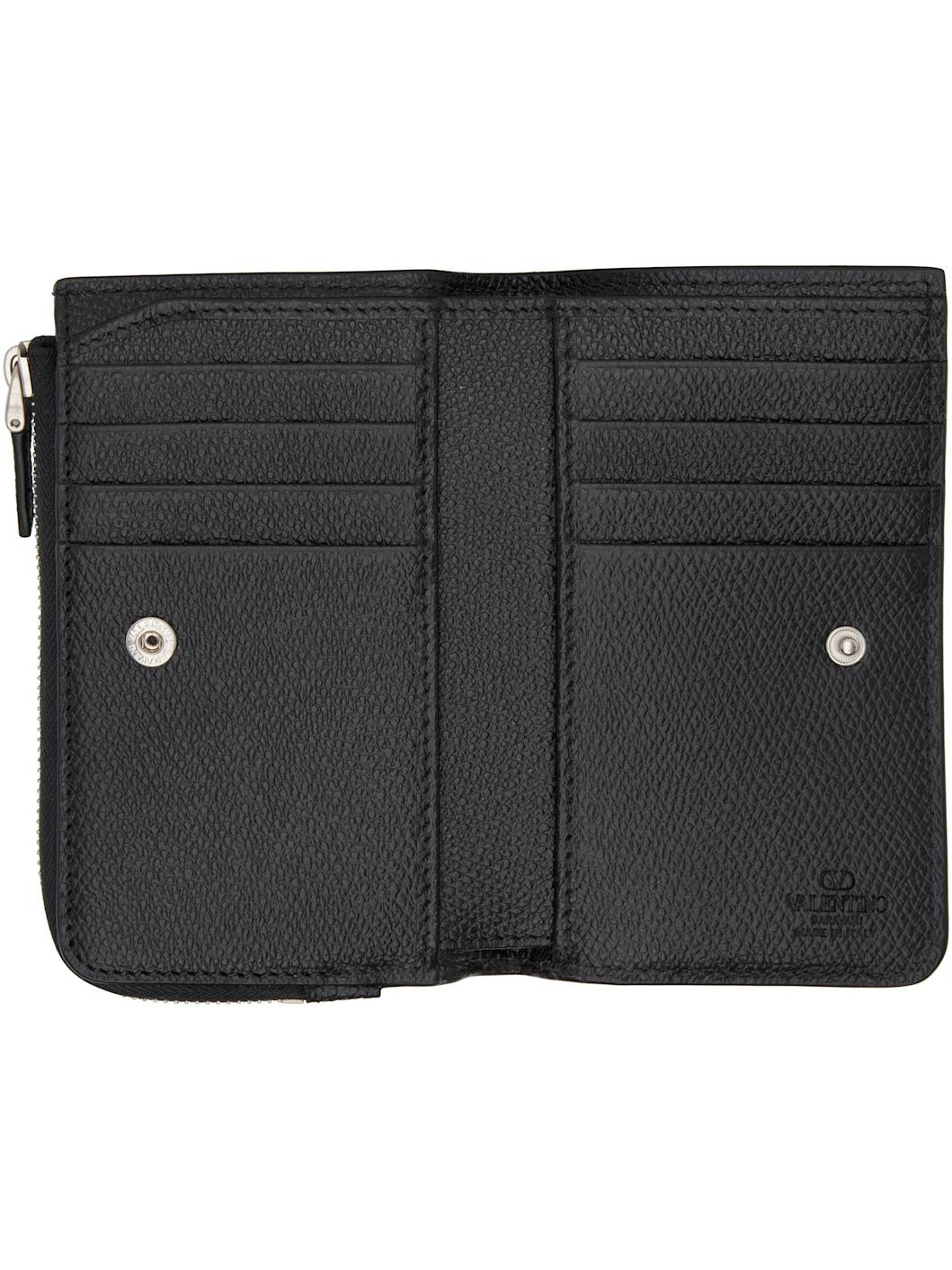 Black VLogo Signature Compact Wallet - 3