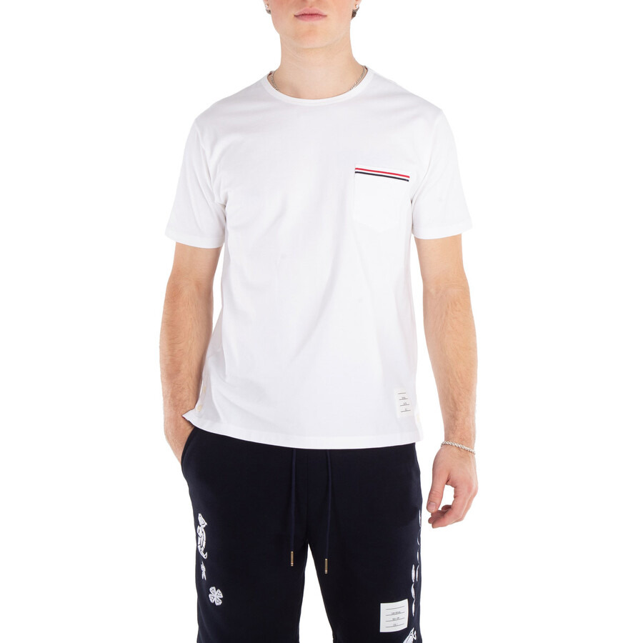 Thom Browne Men's White Jersey Pocket T-Shirt - 1