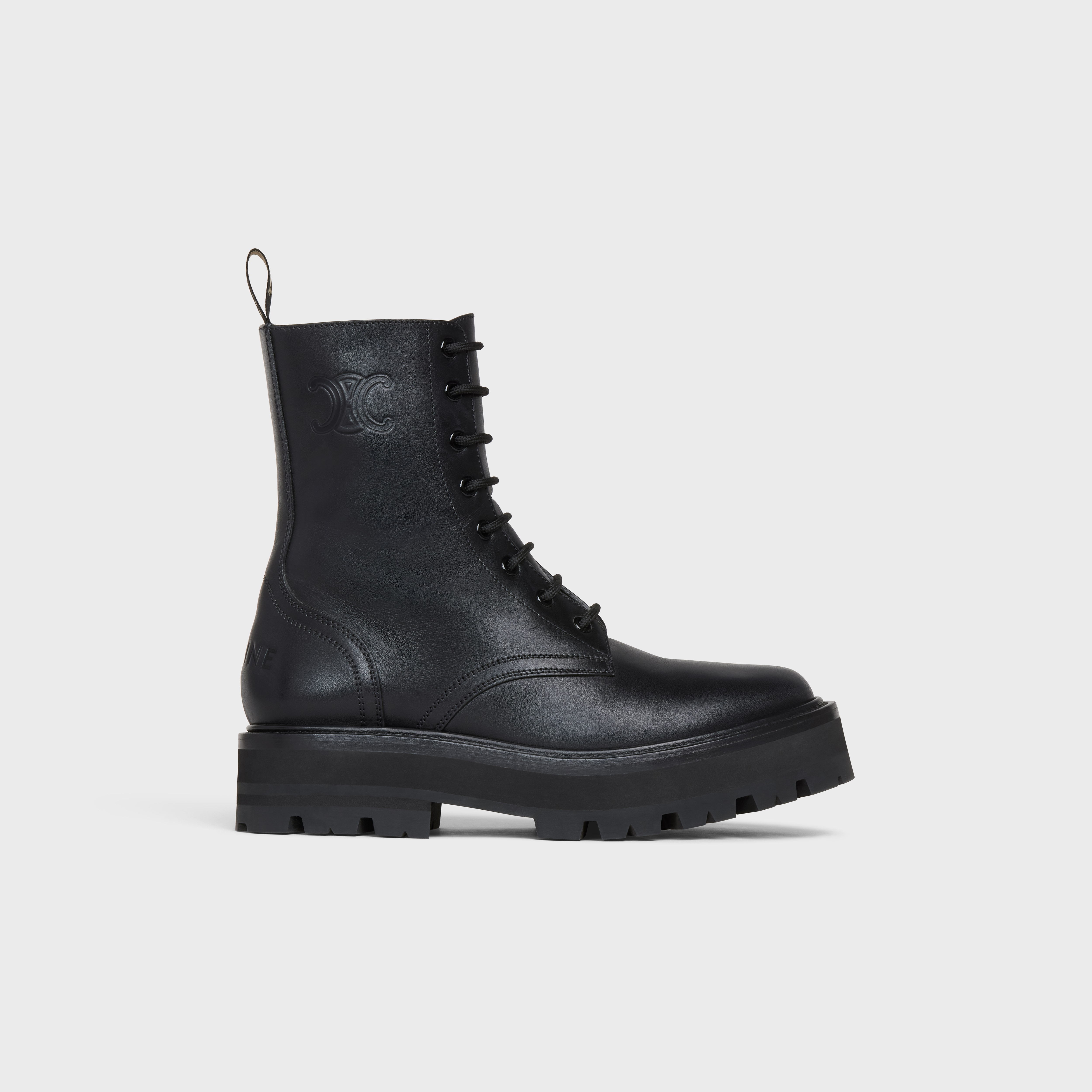 Celine bulky laced up boot in SHINY BULL - 1