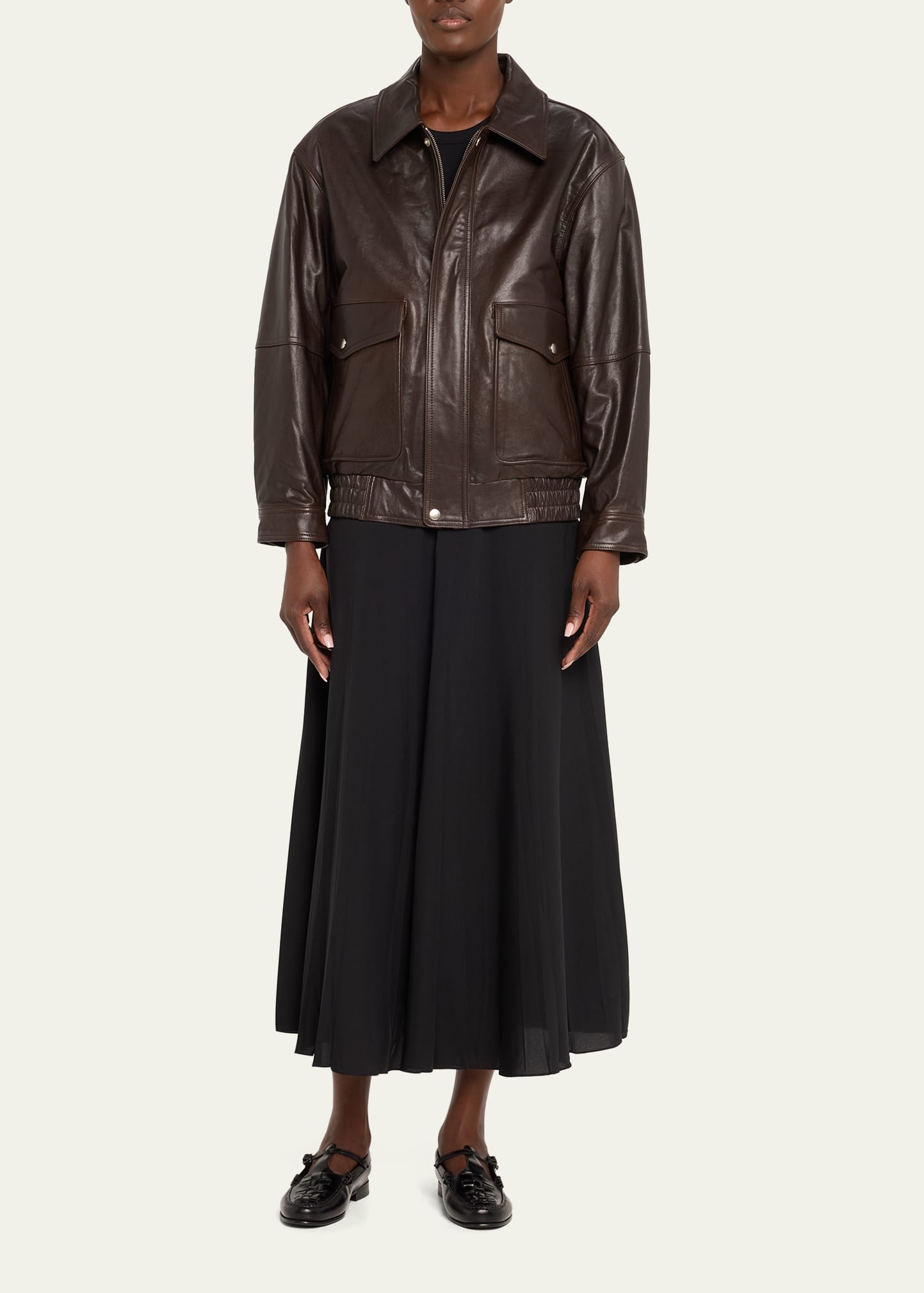 Vintage-Inspired Blouson Leather Jacket - 2