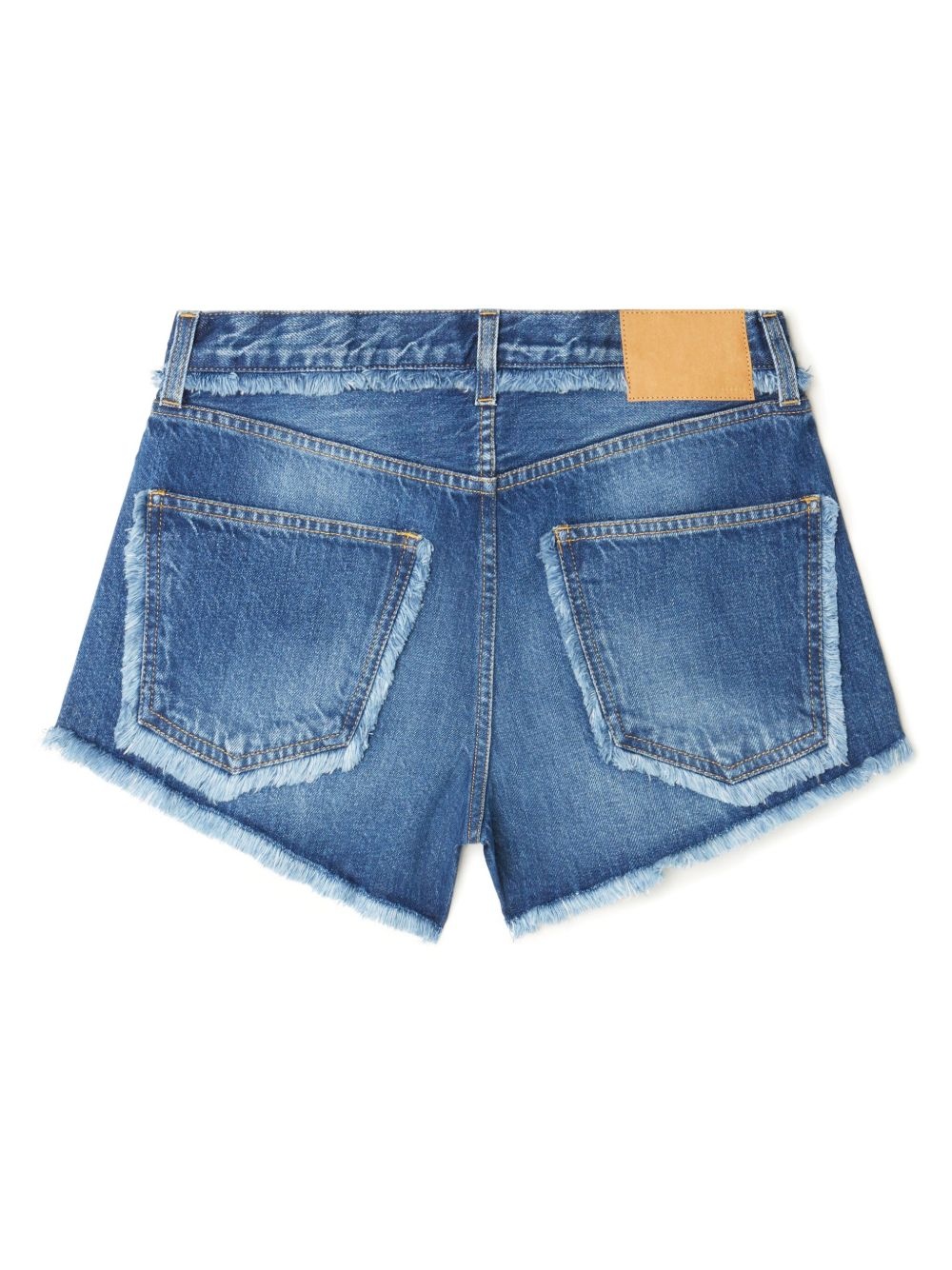 fringed cotton-denim shorts - 7