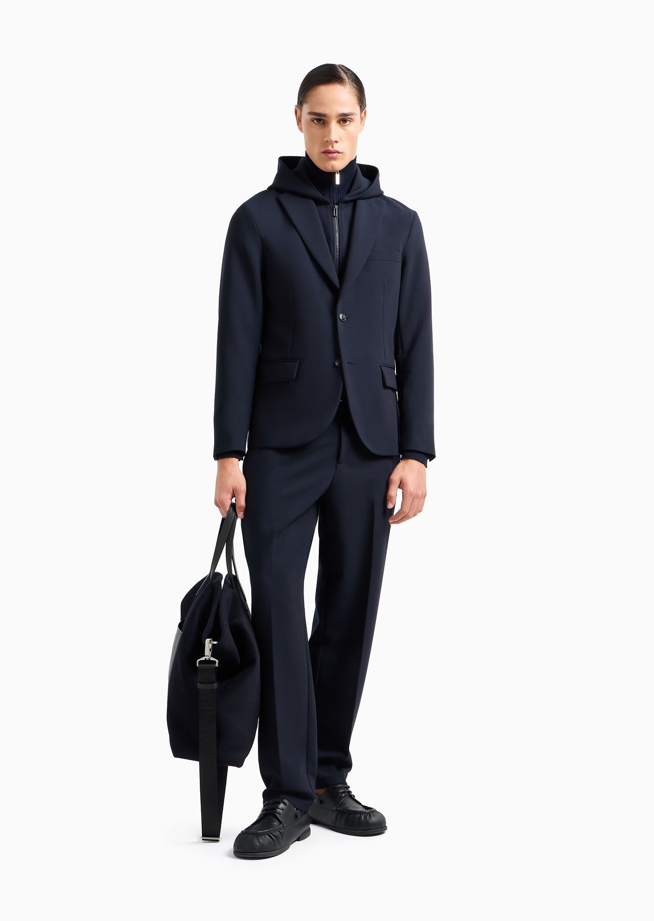Viscose-blend blazer with detachable inner panel and hood - 4