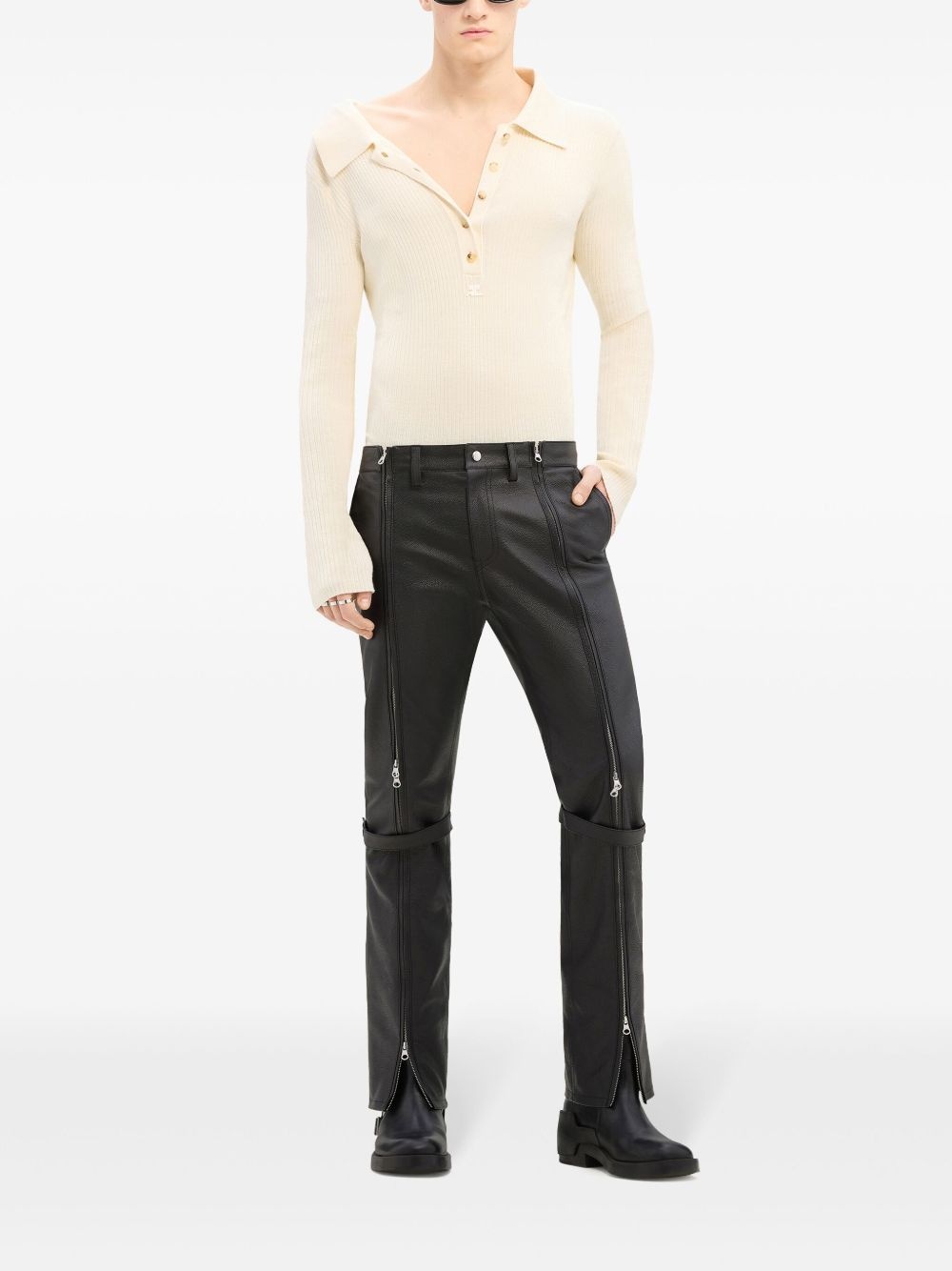 multi-button polo sweater - 2