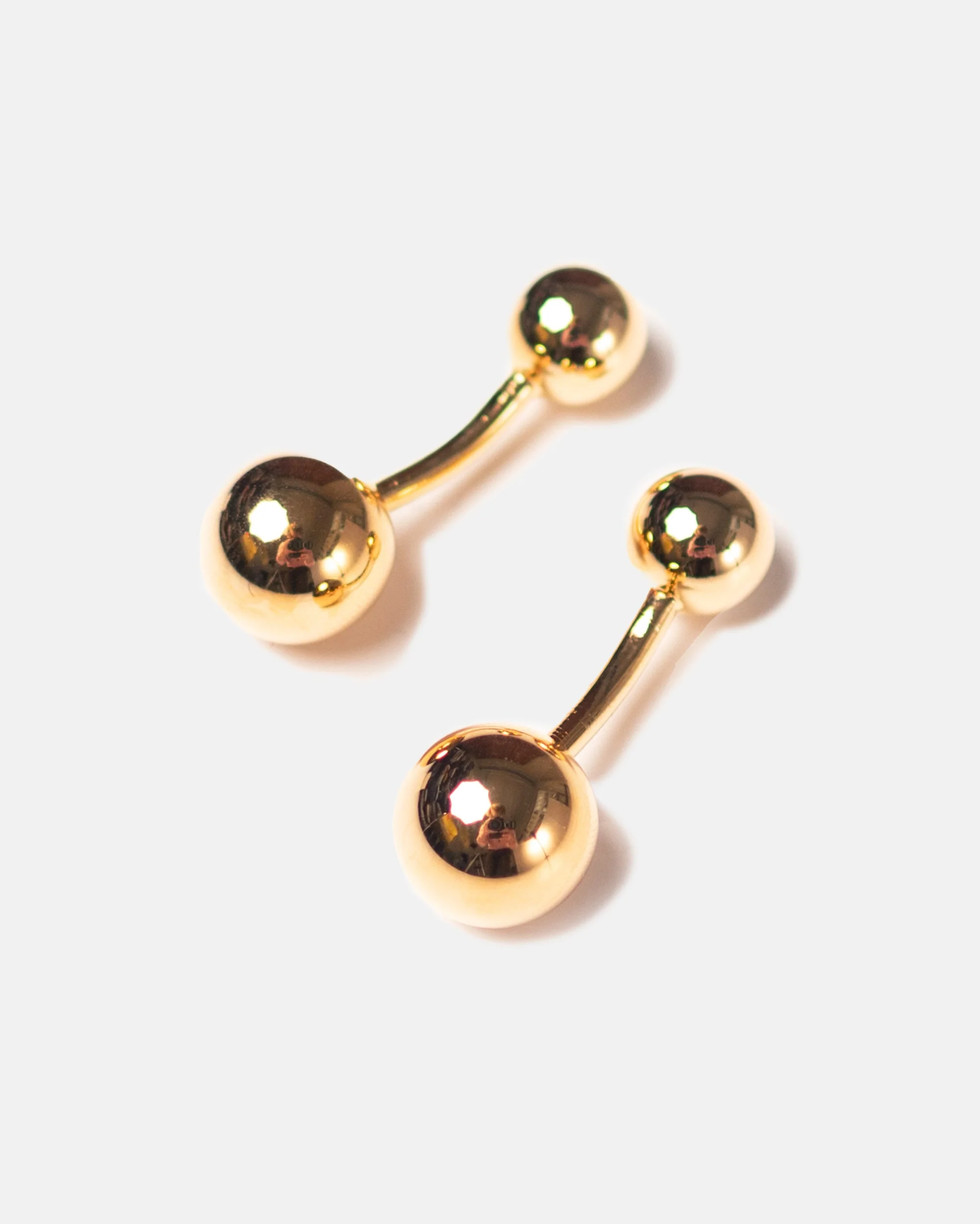 MADE-IN-USA GOLD FINISH DOUBLE BALL CUFFLINKS - 1