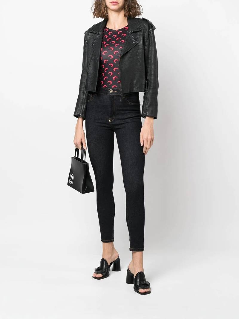 PHILIPP PLEIN skull embroidered logo skinny jeans outlook