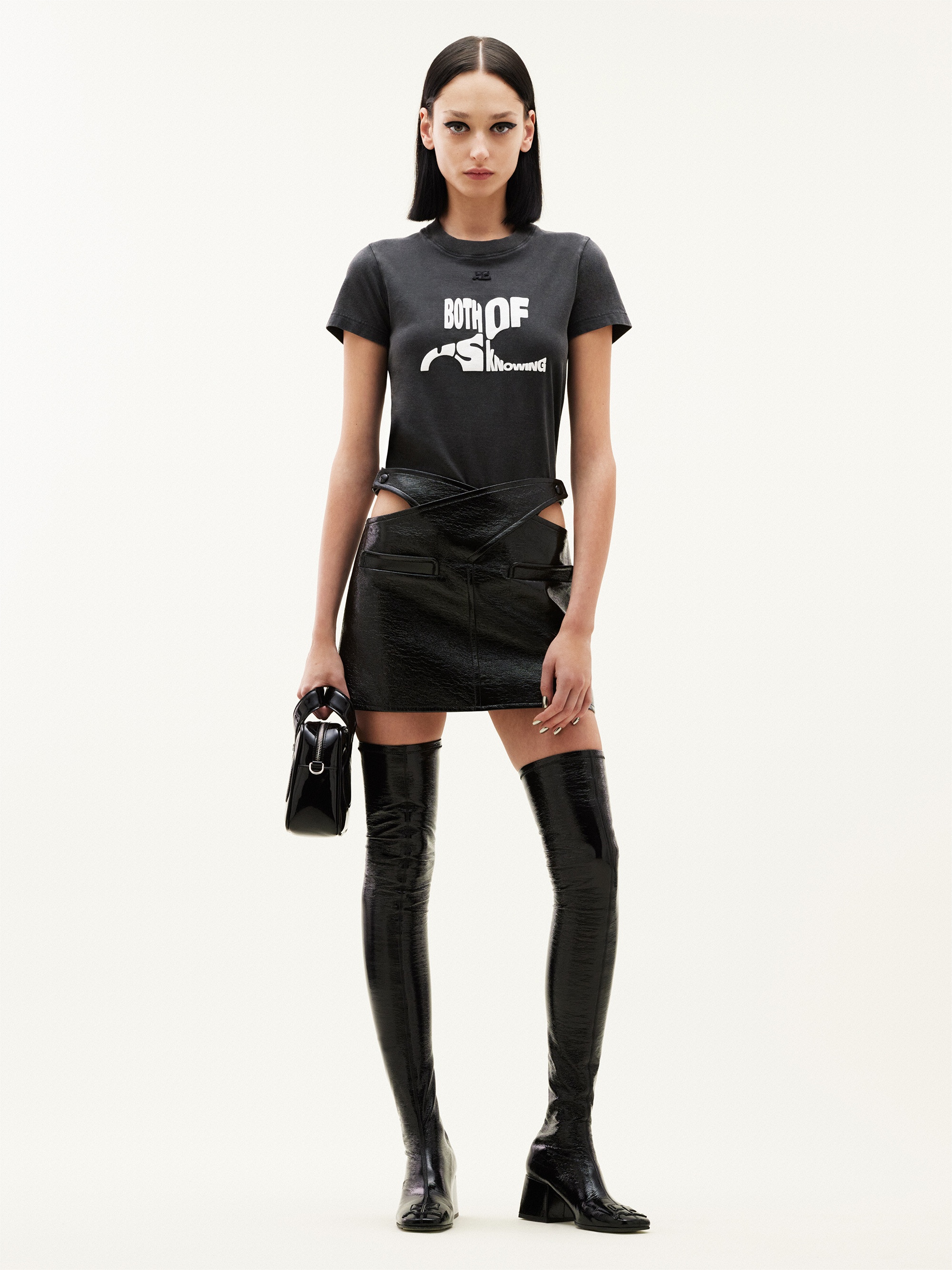 MINI CRISS CROSS VINYL SKIRT - 2