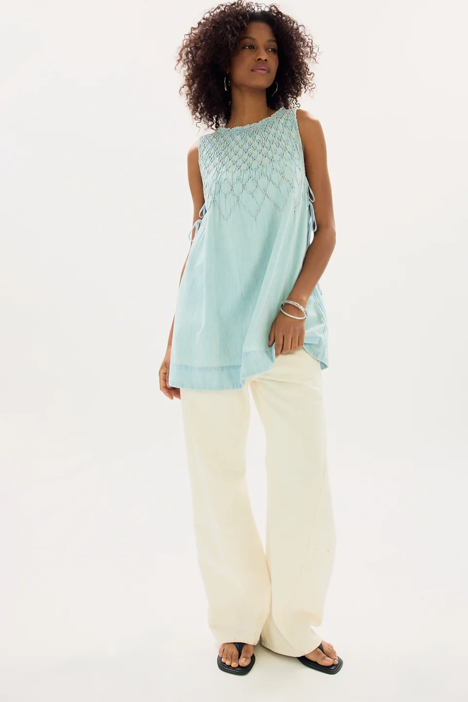 Maisie Smocked Denim Mini Dress - 1