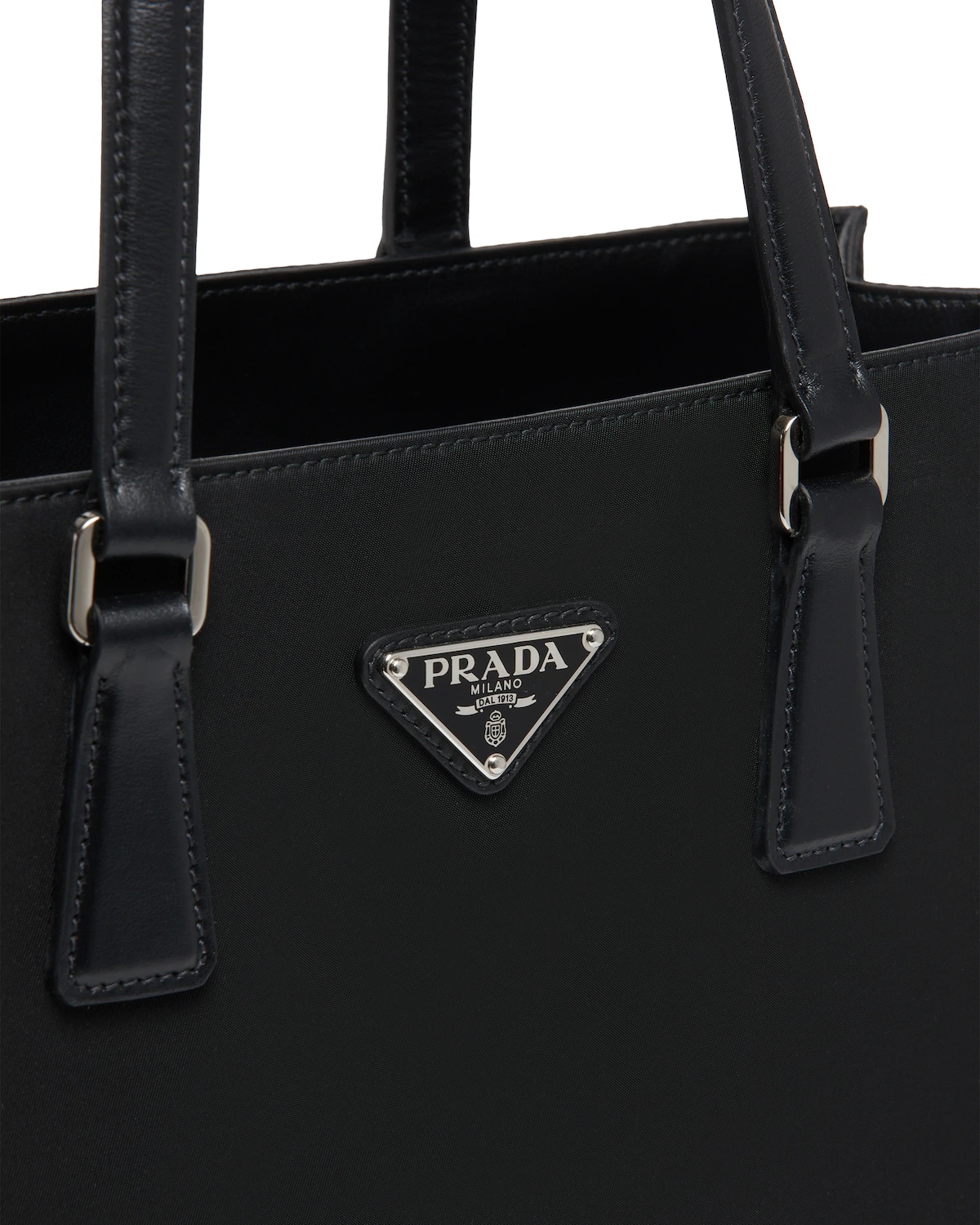 Leather and nylon tote bag - 6