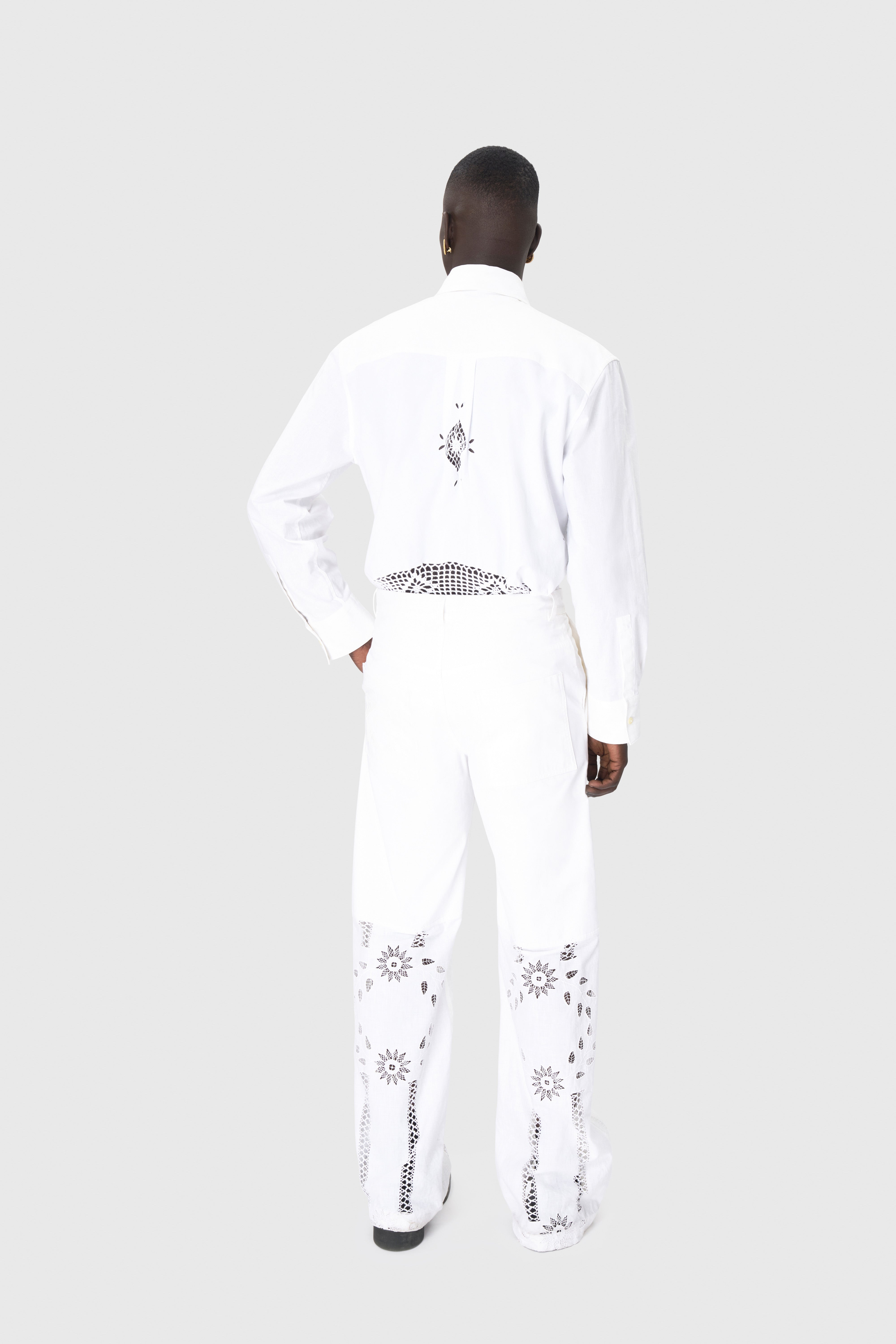 Regenerated Household Linen Wide Leg Pants - 4