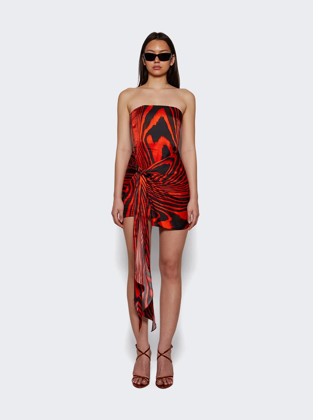 Zebra Print Bustier Mini Dress Red - 2