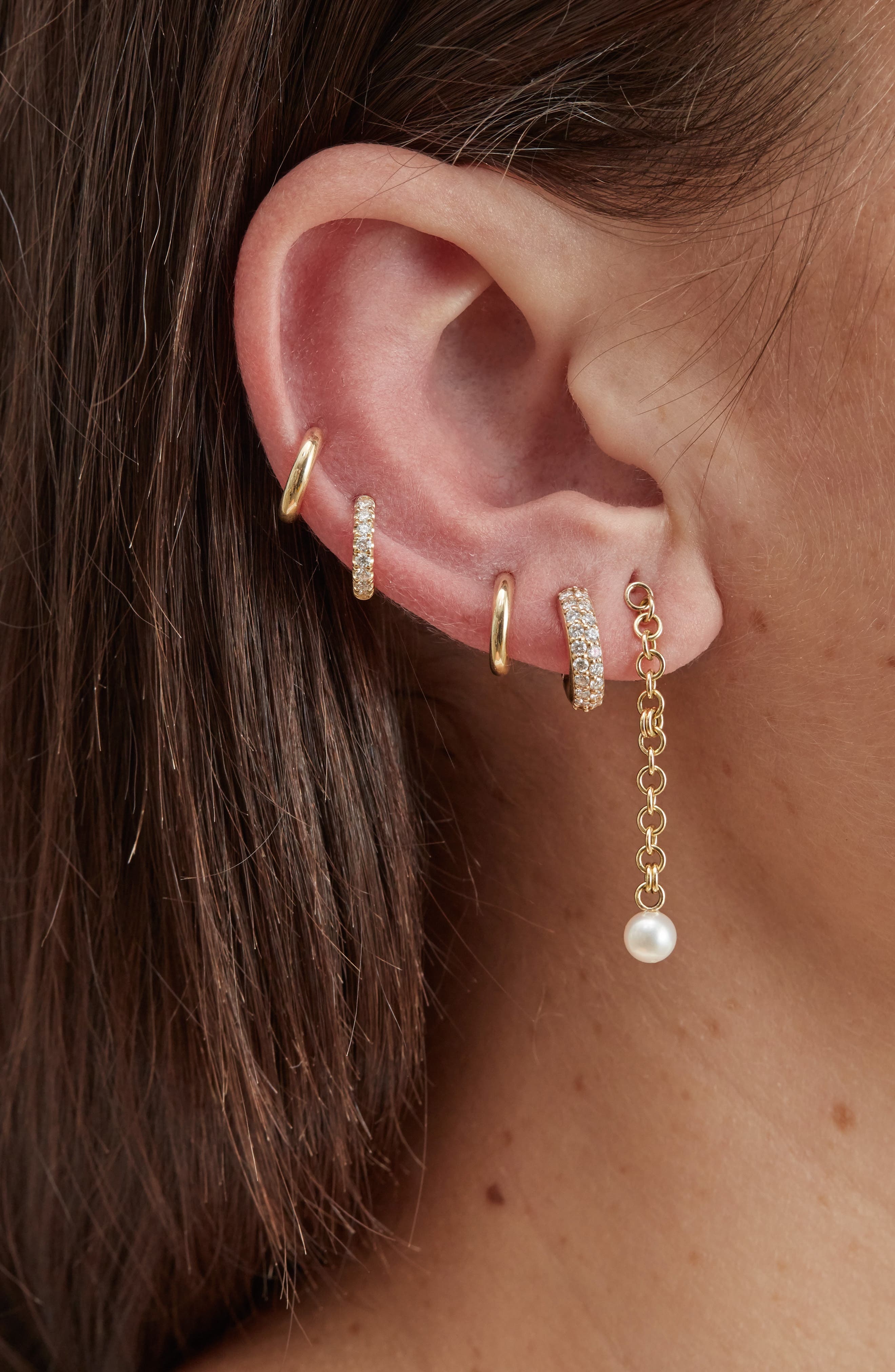 Spinelli Kilcollin Mini Micro Pavé Diamond Hoop Earring in Yellow Gold/Diamond at Nordstrom - 2