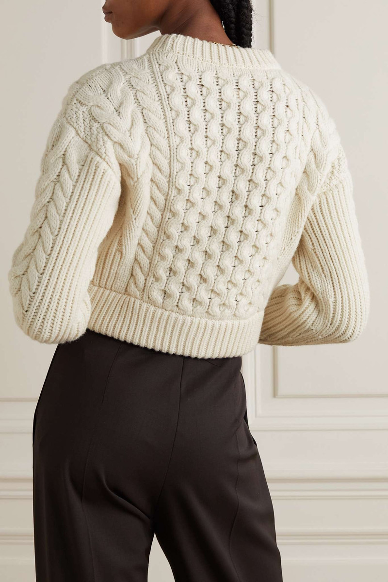 Cropped cable-knit wool sweater 3