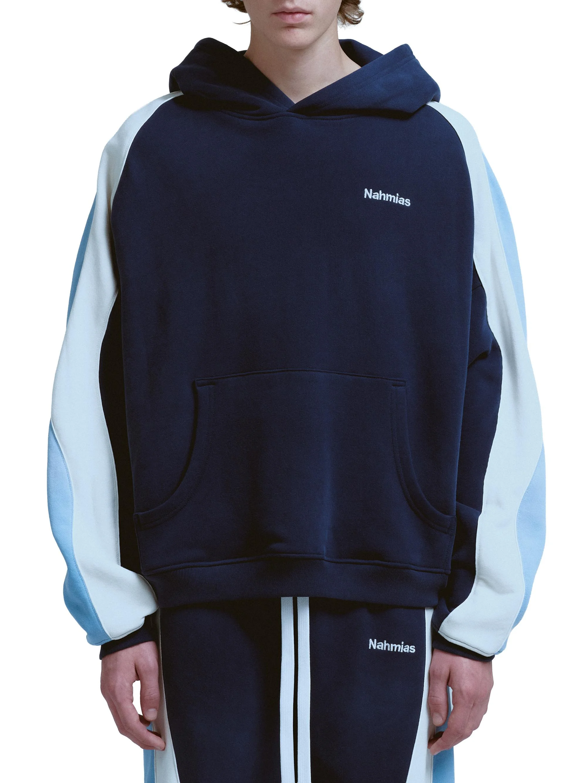 Men's Ollie Colorblocked Cotton Hoodie - Worn Navy - 1