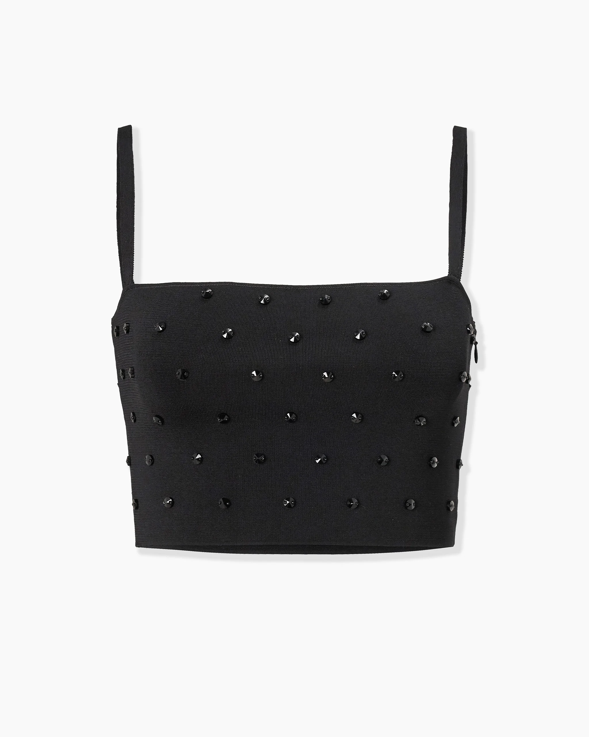 Polka Dot Beaded Cropped Top - 1