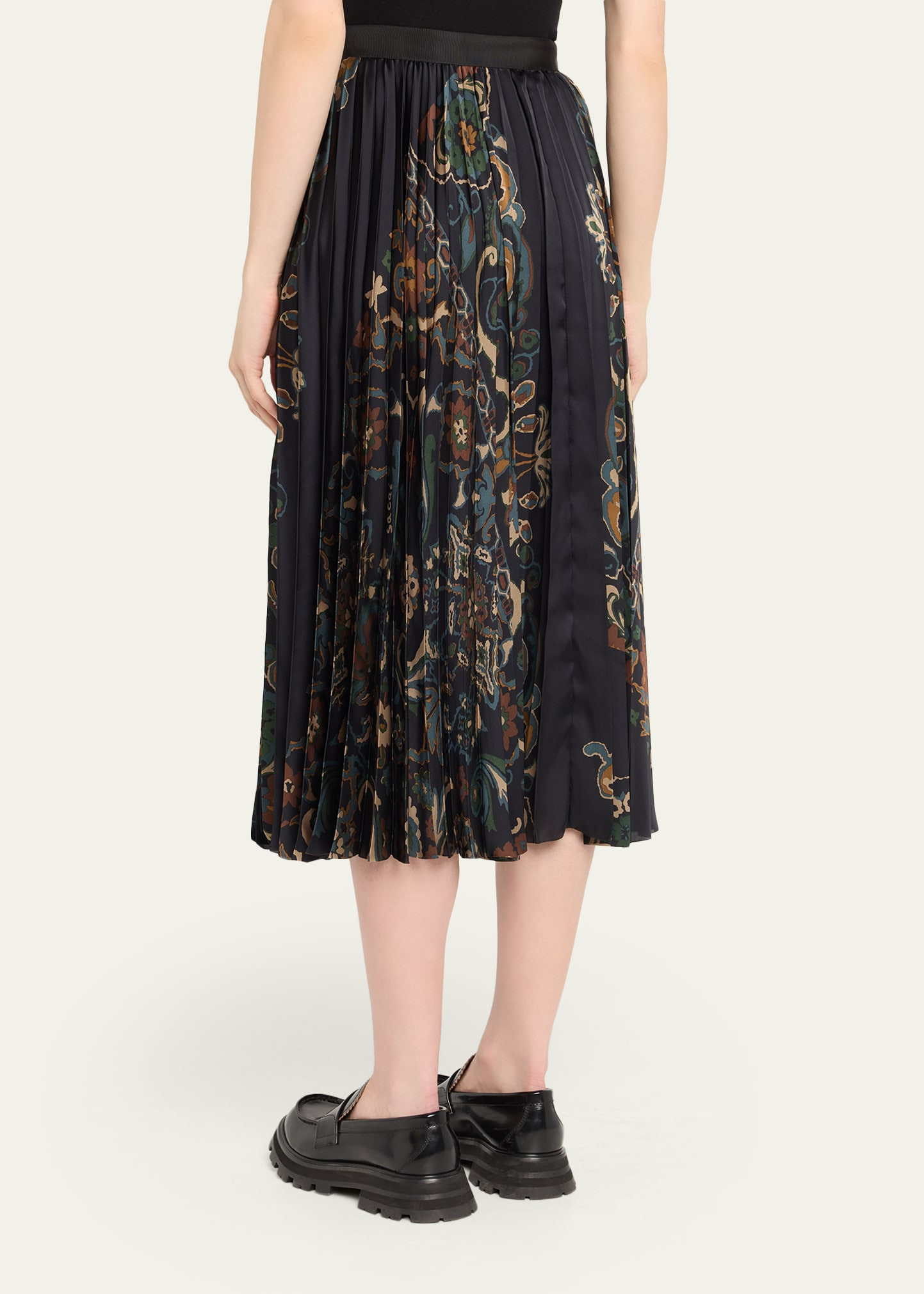 Floral Print Pleated Midi Skirt - 3