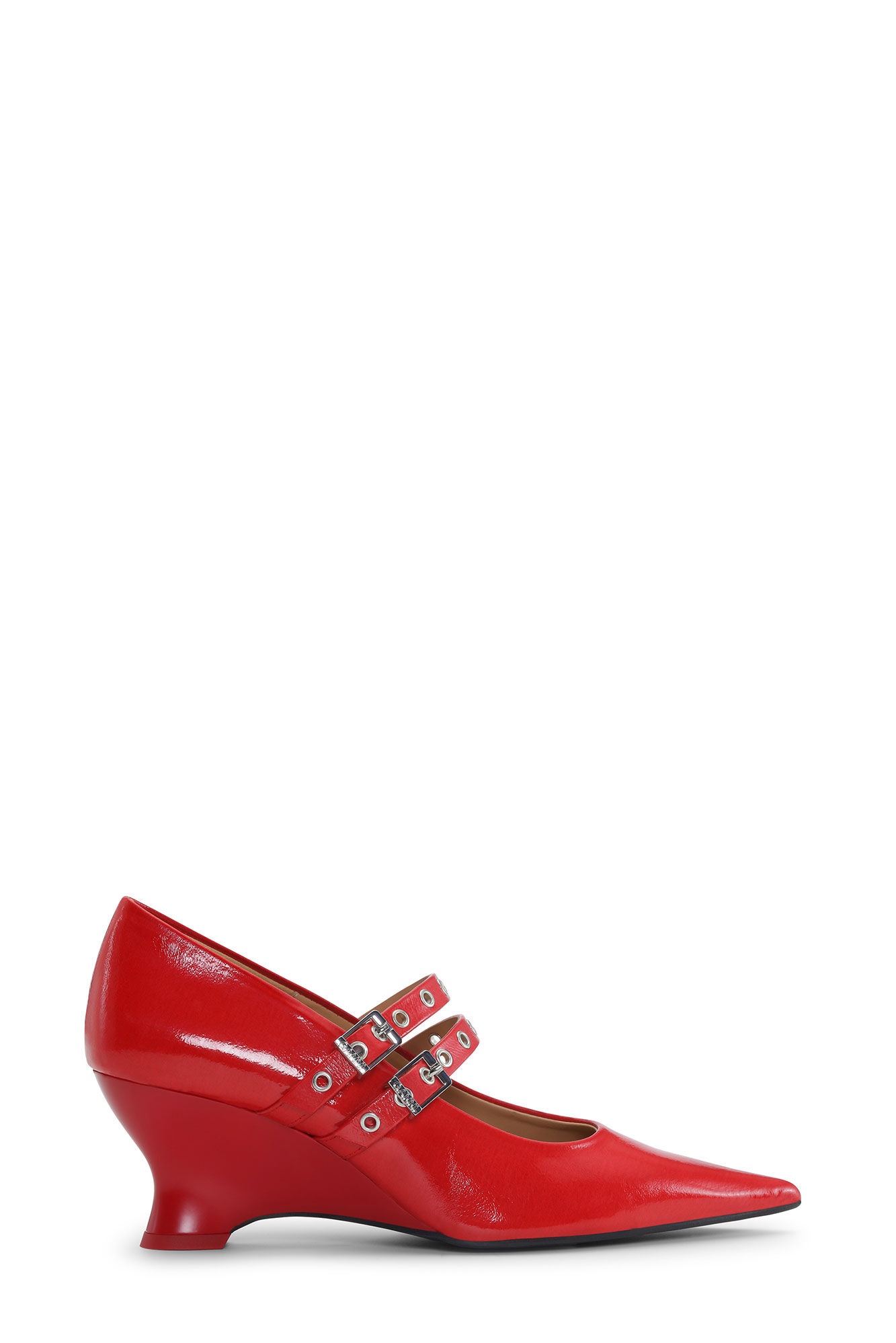 RED EYELETS LOW WEDGE PUMPS - 1