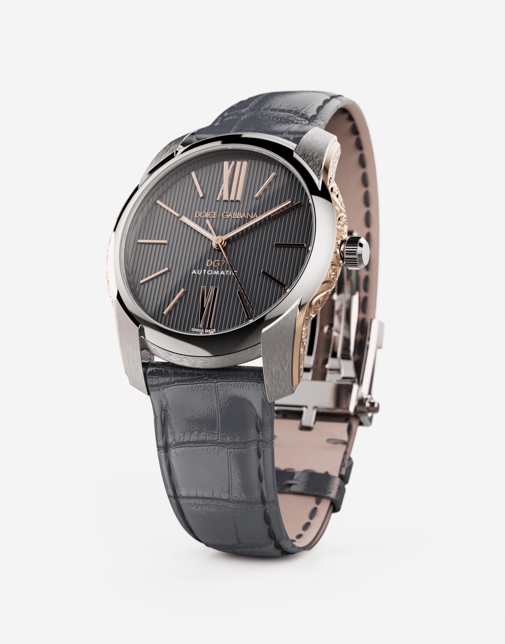 DG7 watch in steel with engraved side decoration in gold - 3
