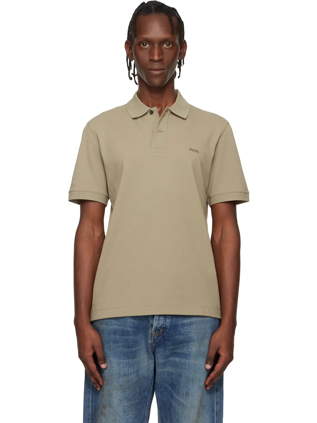 Beige Pallas Cotton Piqué Embroidered Logo Polo - 1