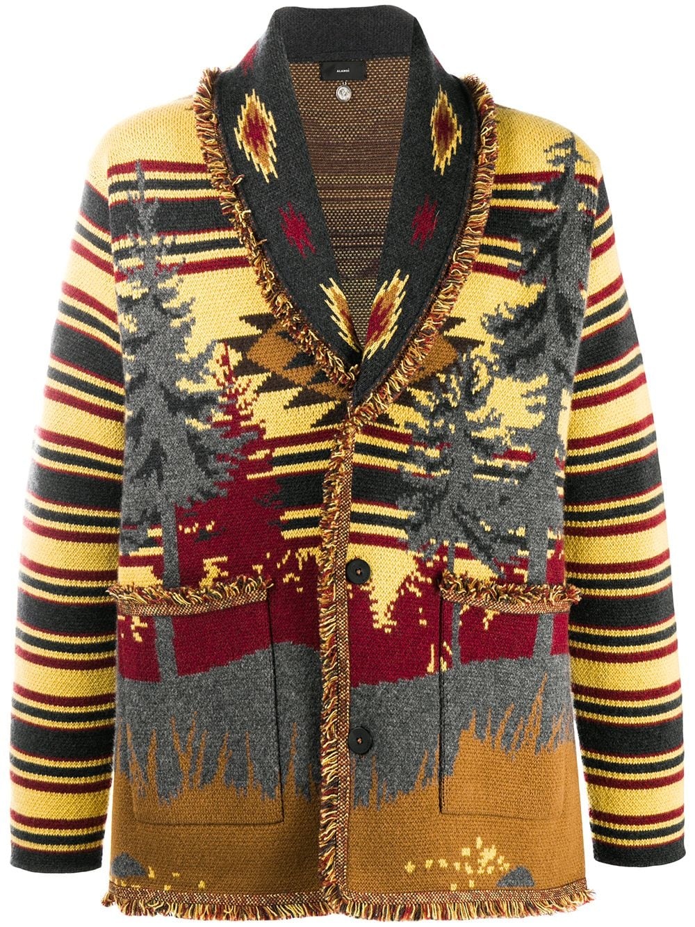 rustic intarsia cashmere cardigan - 1