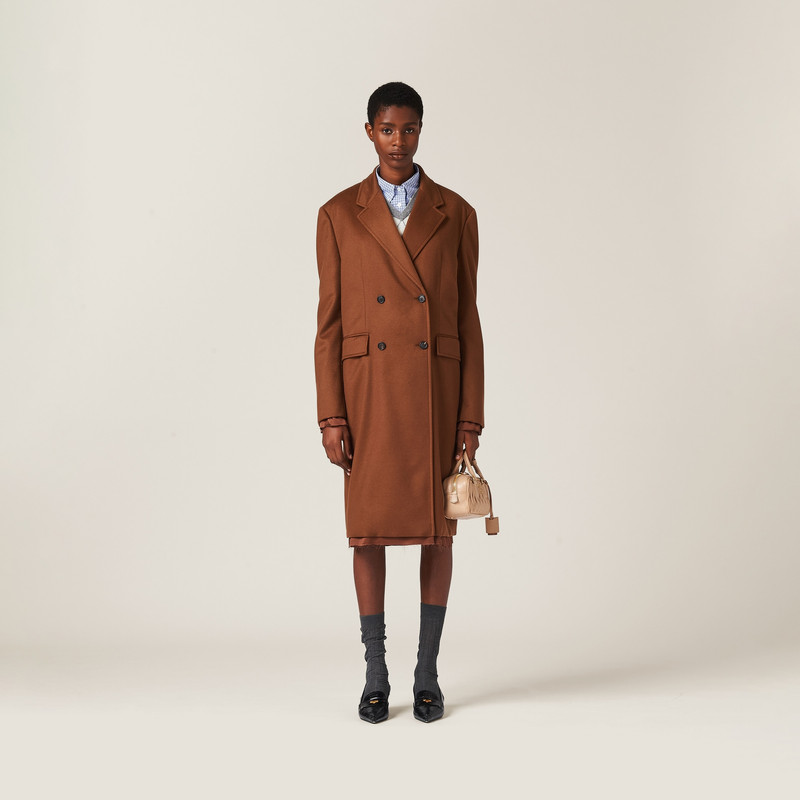 Miu Miu Double-breasted velour coat outlook