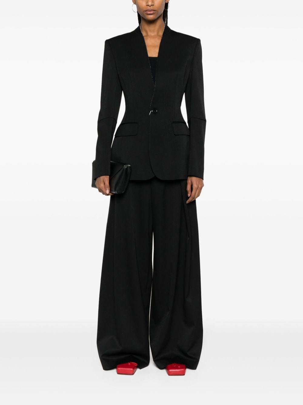 contrast-stitching single-breasted blazer - 2