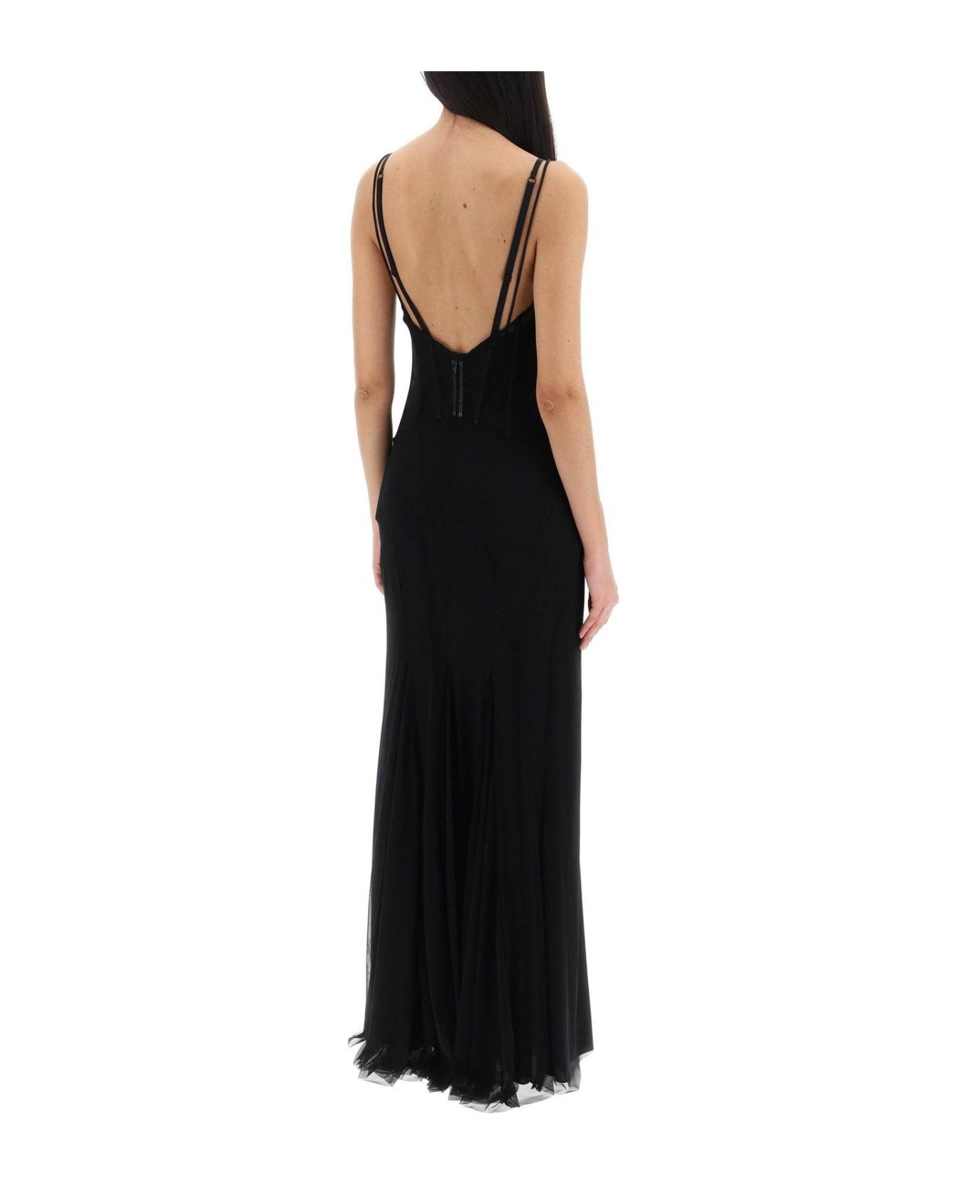 V-neck Tulle Maxi Dress - 2