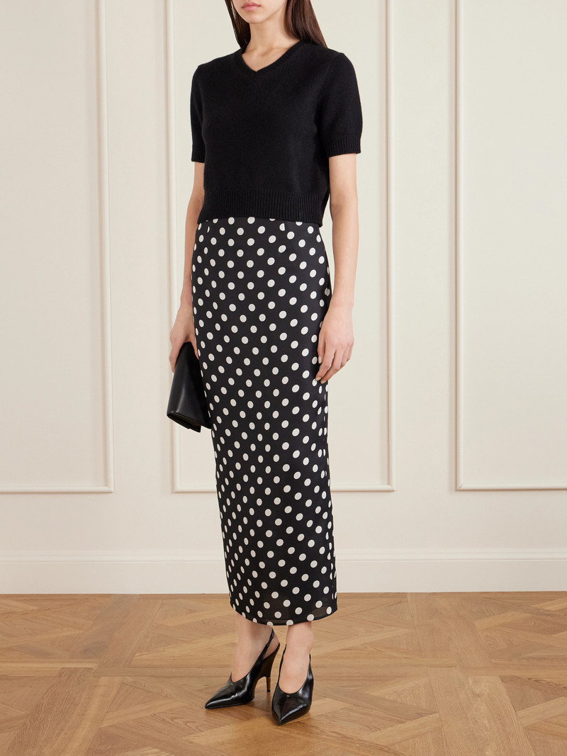 KHAITE Winton Polka-dot Silk Midi Skirt outlook