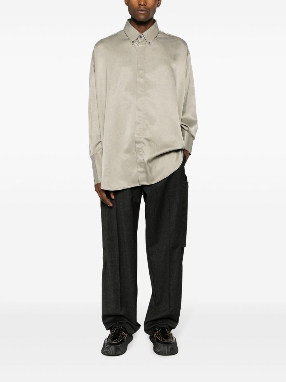 oversized satin shirt - 2